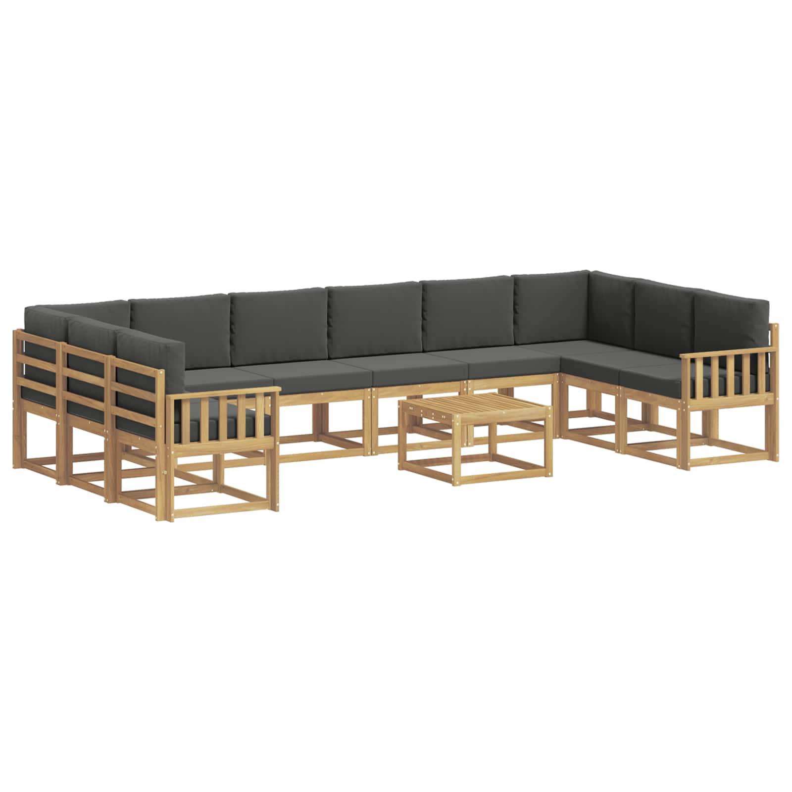 vidaXL Outdoor-Sofagarnitur mit Kissen 11 pcs Weiß und Anthrazit