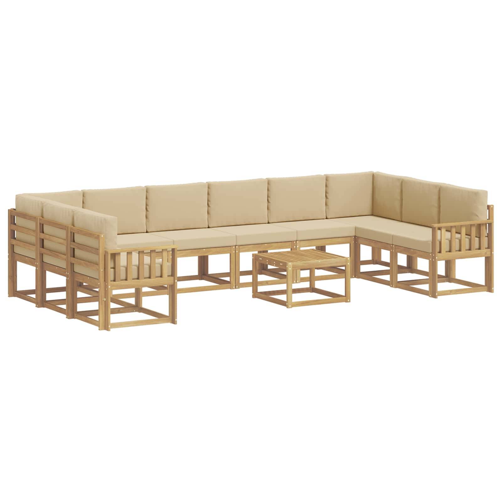 vidaXL Outdoor-Sofagarnitur mit Kissen 11 pcs Weiß und Beige