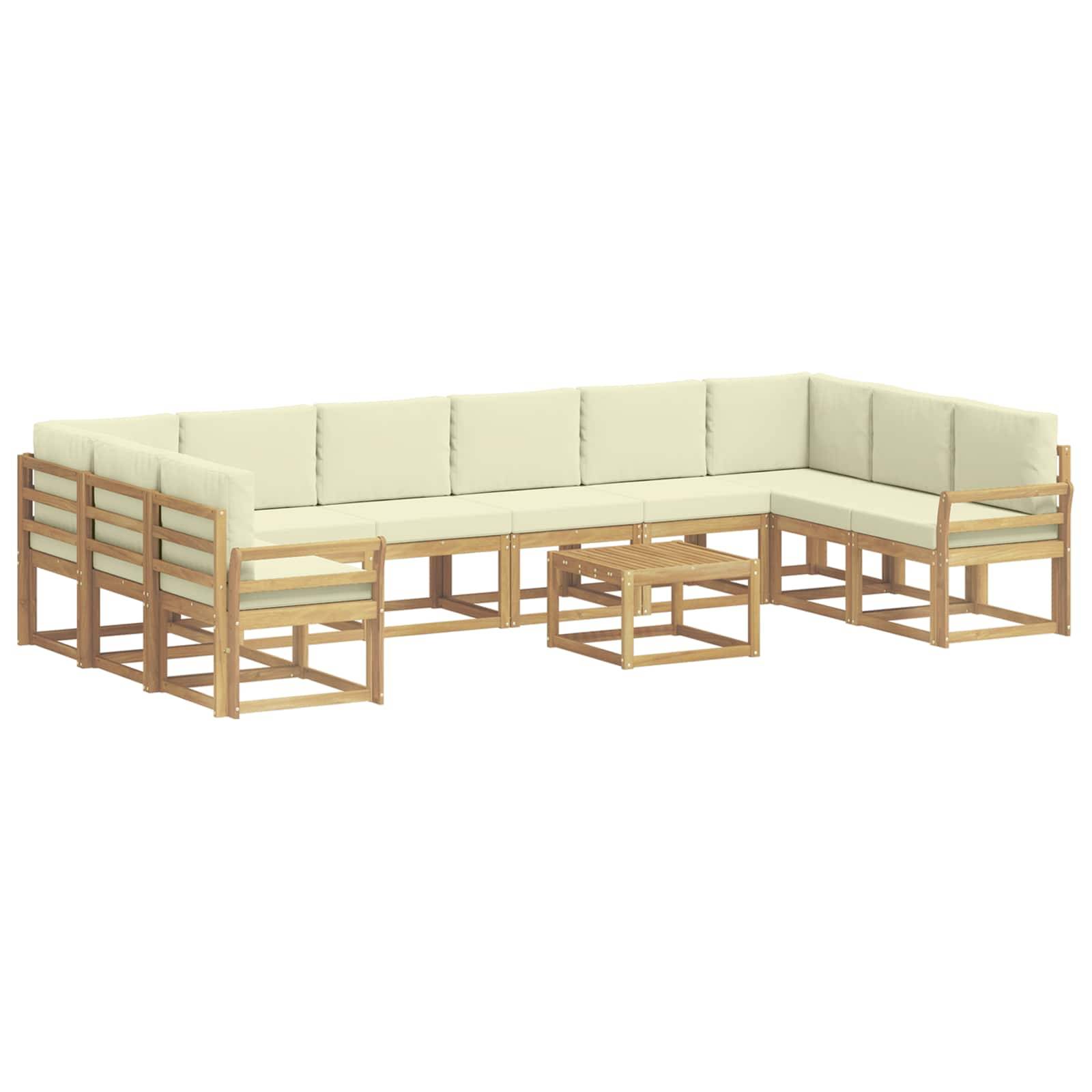 vidaXL Outdoor-Sofagarnitur mit Kissen 11 pcs Weiß und Creme