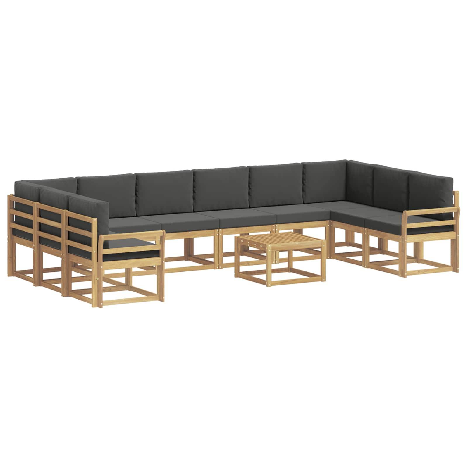 vidaXL Outdoor-Sofagarnitur mit Kissen 11 pcs Weiß und Anthrazit