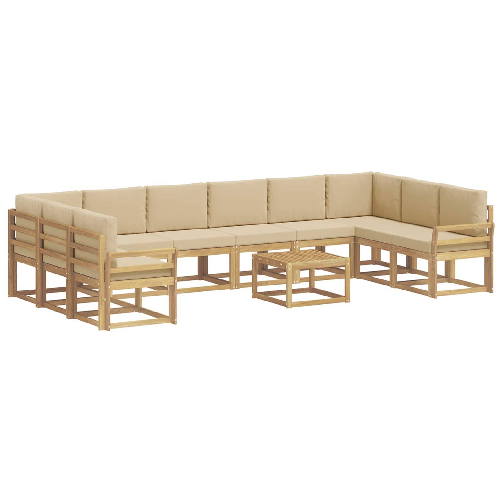 vidaXL Outdoor-Sofagarnitur mit Kissen 11 pcs Weiß und Beige