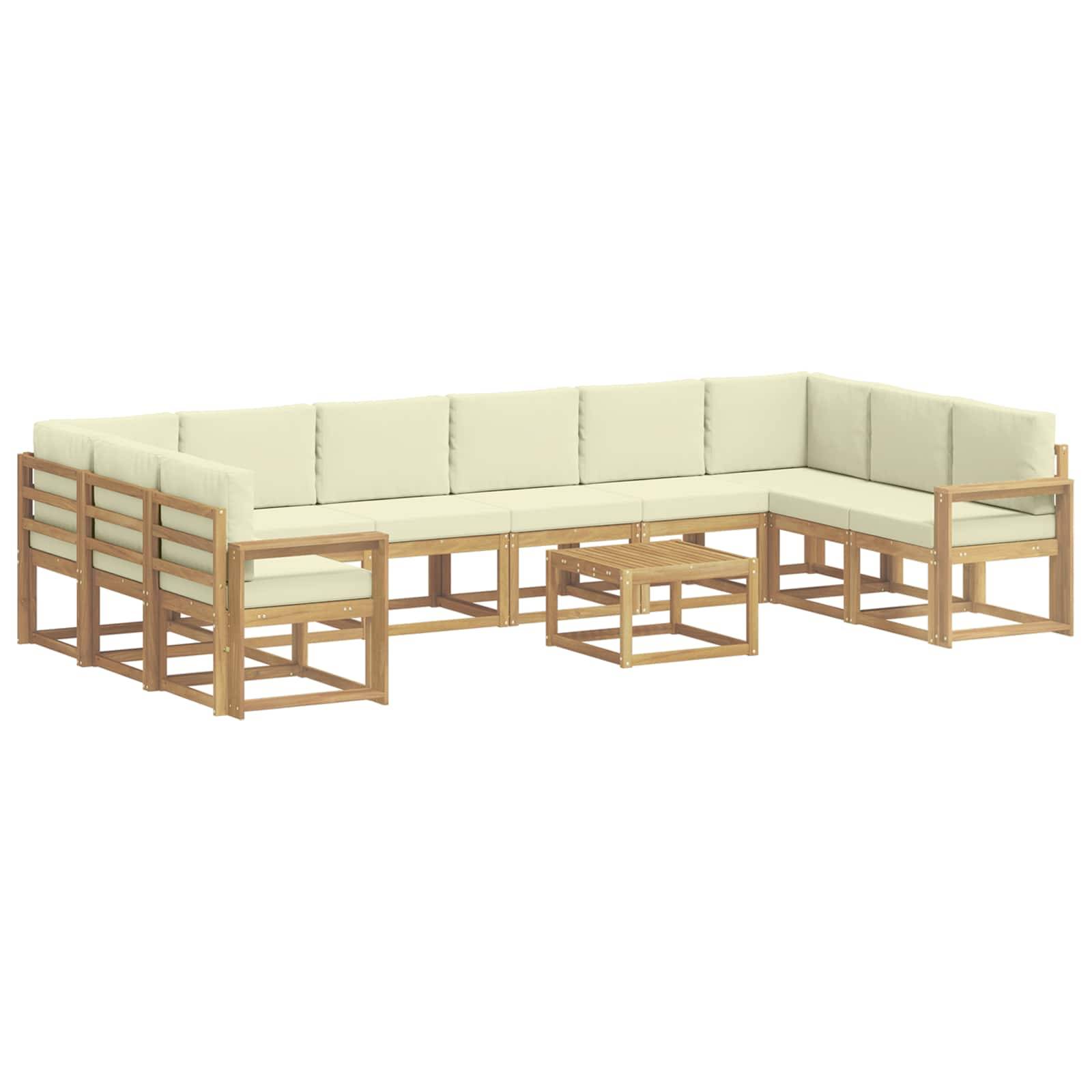vidaXL Outdoor-Sofagarnitur mit Kissen 11 pcs Weiß und Creme