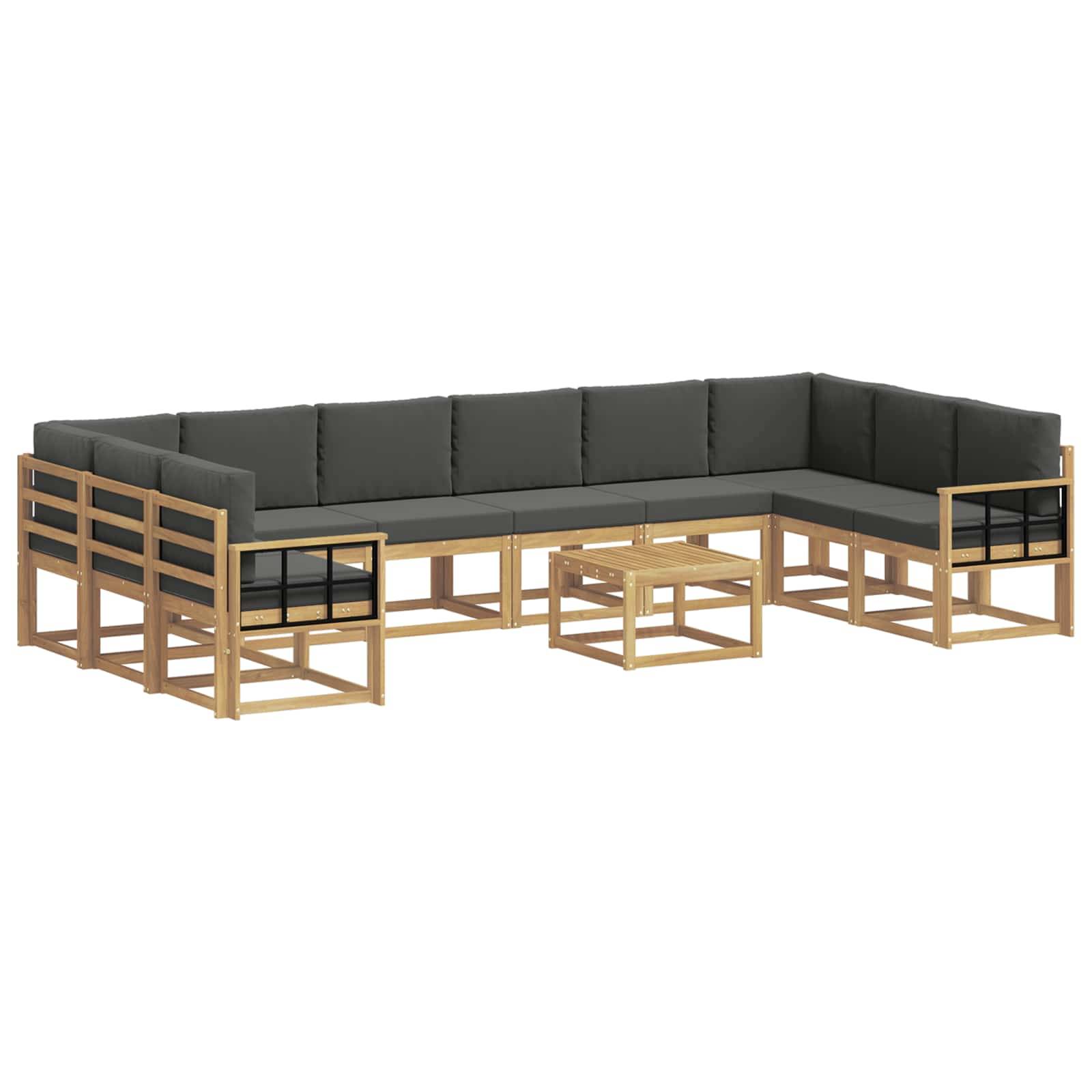 vidaXL Outdoor-Sofagarnitur mit Kissen 11 pcs Weiß und Anthrazit