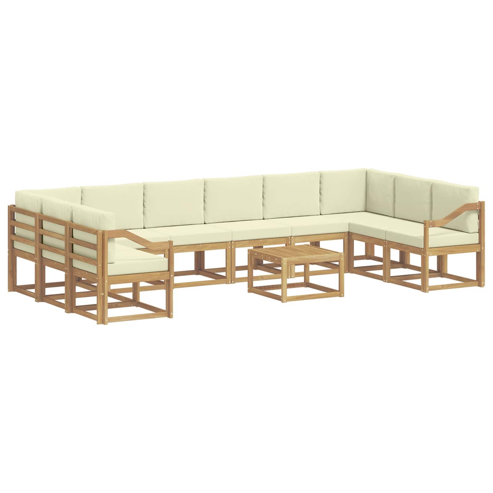 vidaXL Outdoor-Sofagarnitur mit Kissen 11 pcs Weiß und Creme