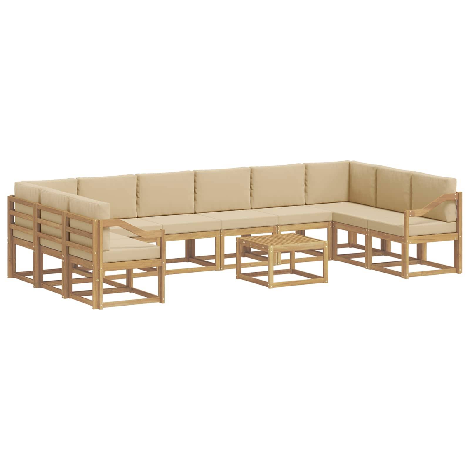 vidaXL Outdoor-Sofagarnitur mit Kissen 11 pcs Weiß und Beige