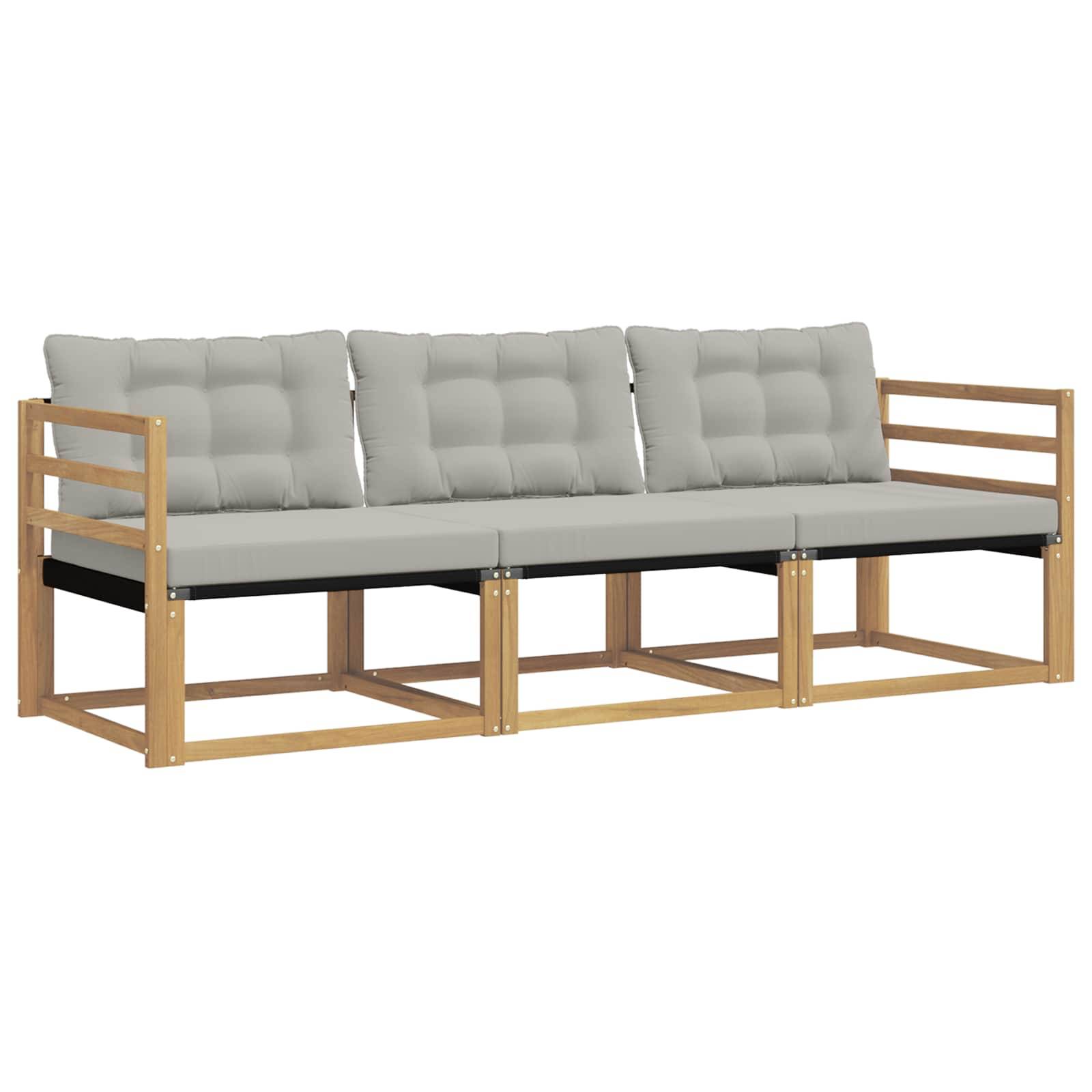 vidaXL Outdoor-Sofagarnitur mit Kissen 3 pcs Weiß und Hellgrau