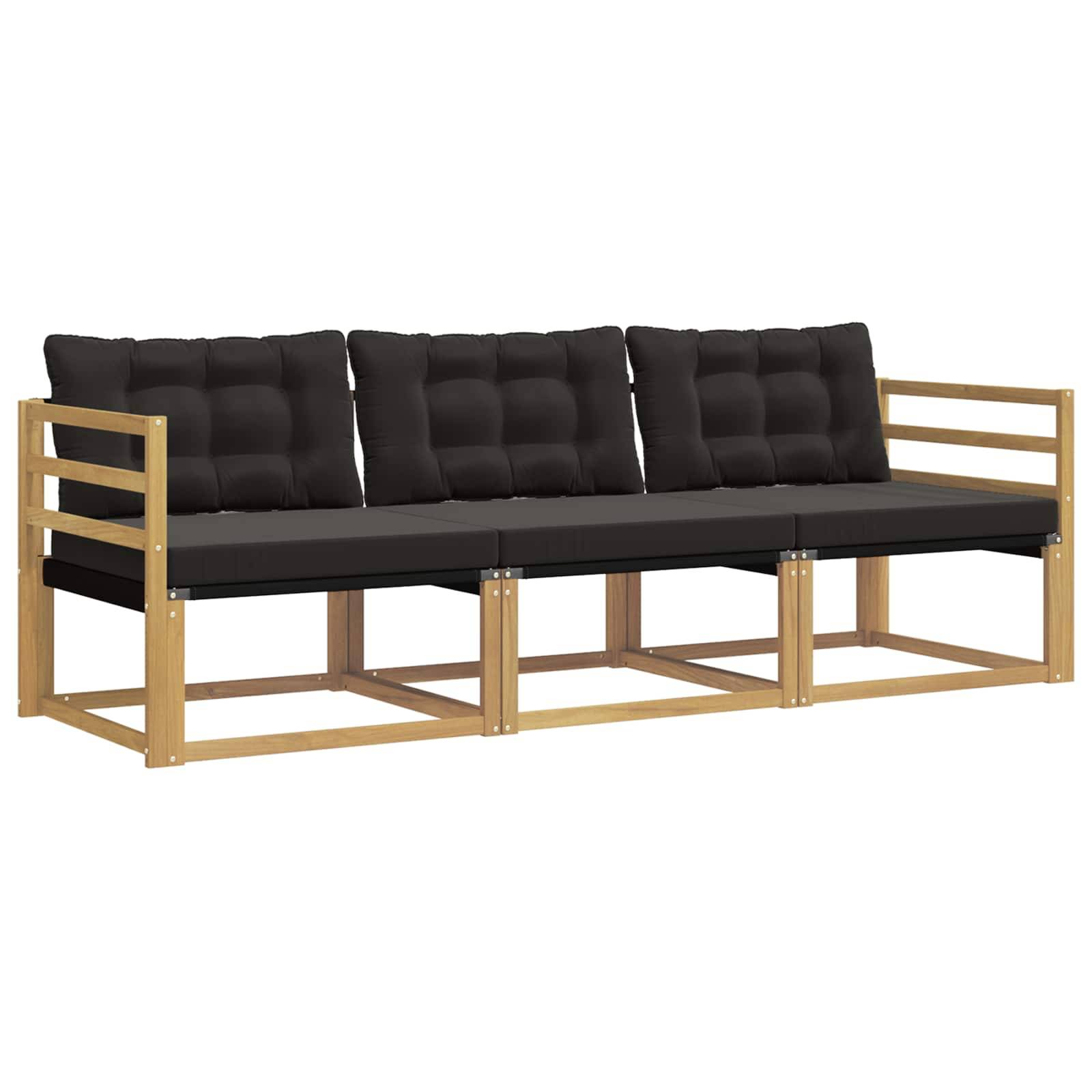 vidaXL Outdoor-Sofagarnitur mit Kissen 3 pcs Weiß und Schwarz