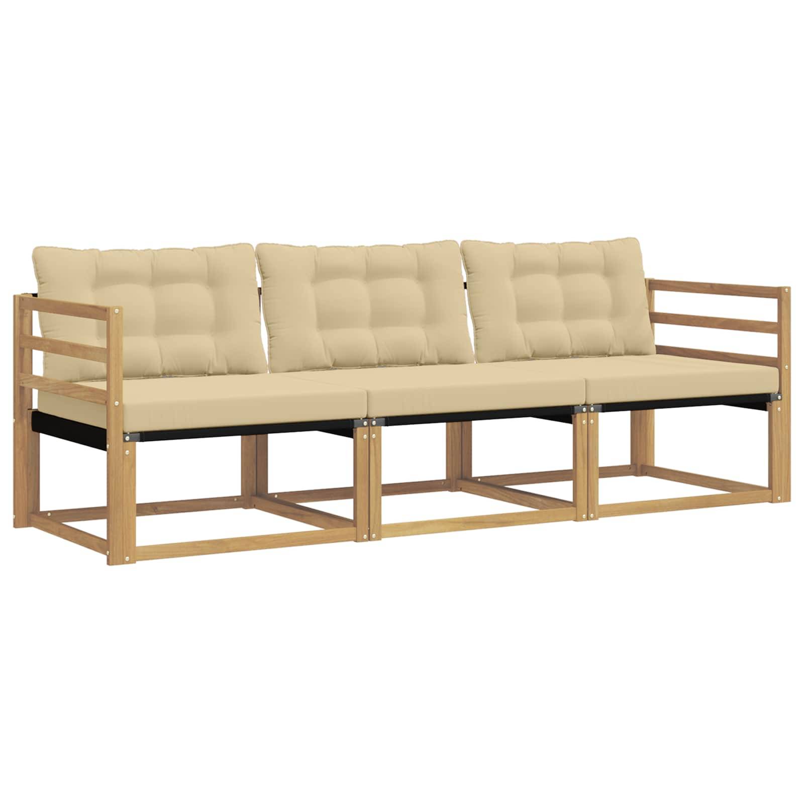 vidaXL Outdoor-Sofagarnitur mit Kissen 3 pcs Weiß und Beige