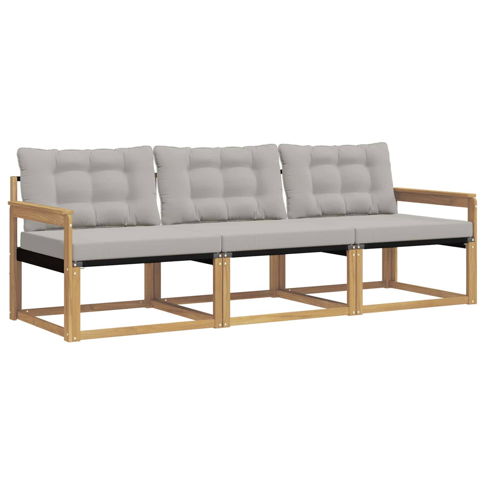 vidaXL Outdoor-Sofagarnitur mit Kissen 3 pcs Weiß und Hellgrau