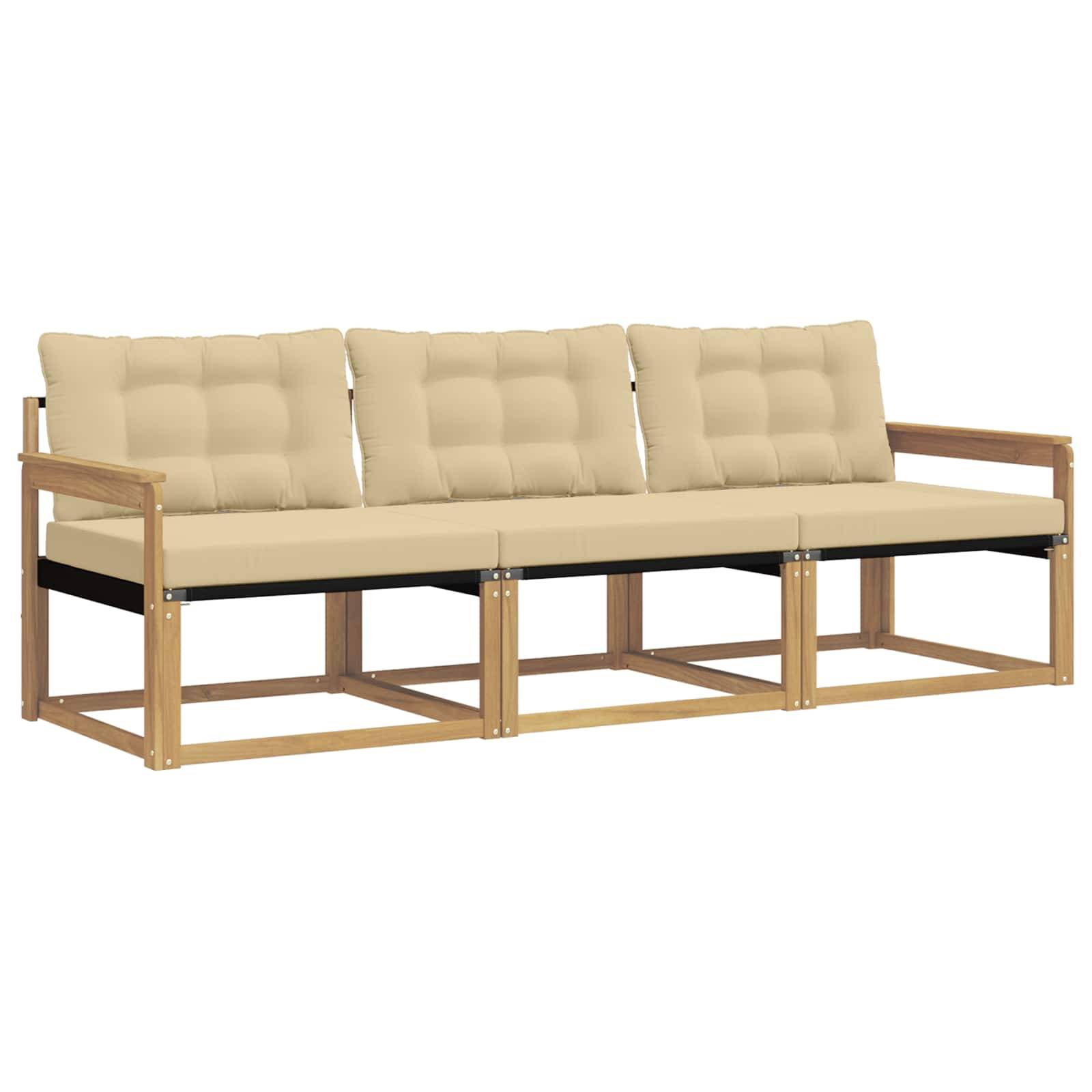 vidaXL Outdoor-Sofagarnitur mit Kissen 3 pcs Weiß und Beige