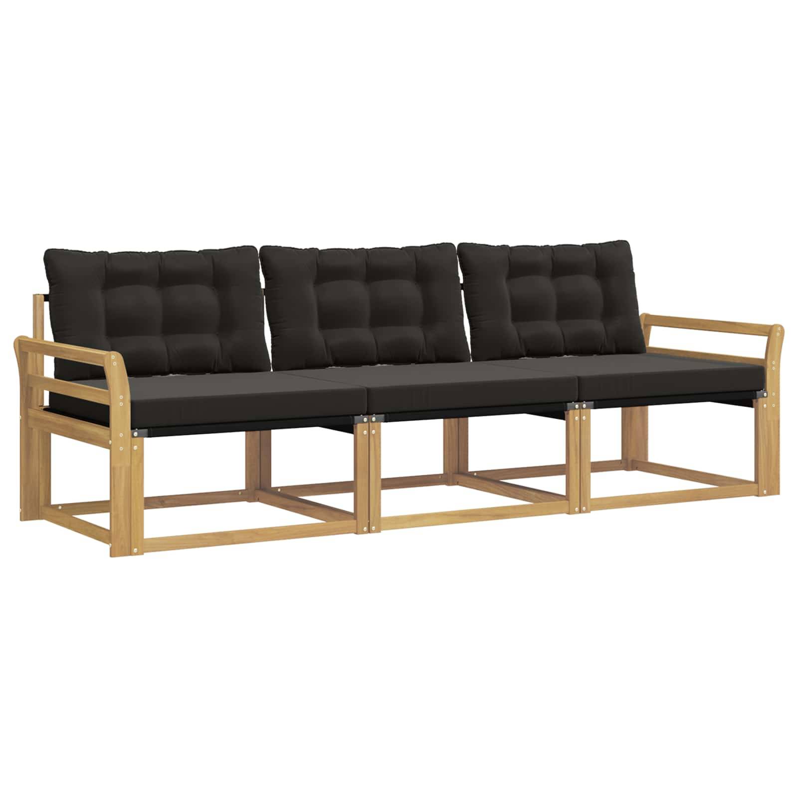 vidaXL Outdoor-Sofagarnitur mit Kissen 3 pcs Weiß und Schwarz