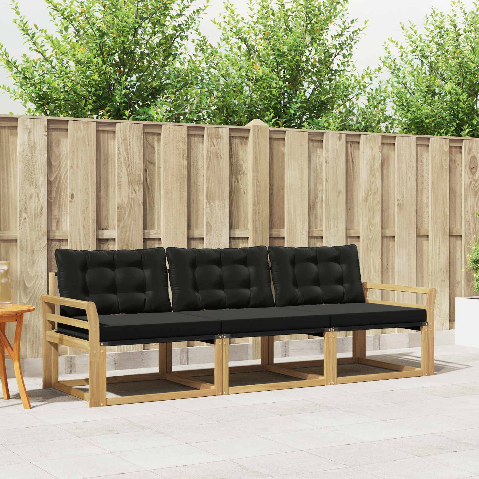 vidaXL Outdoor-Sofagarnitur mit Kissen 3 pcs Weiß und Schwarz