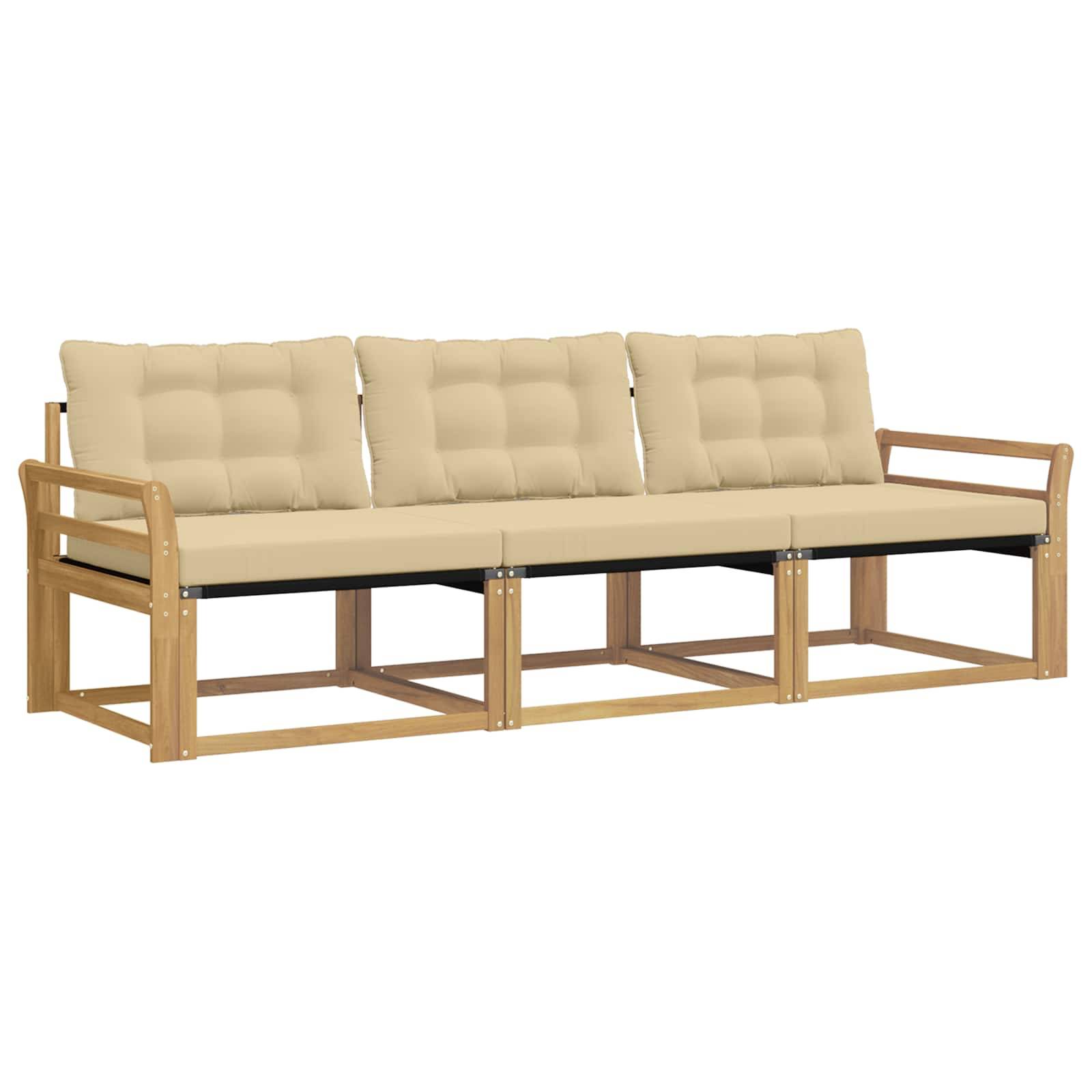 vidaXL Outdoor-Sofagarnitur mit Kissen 3 pcs Weiß und Beige