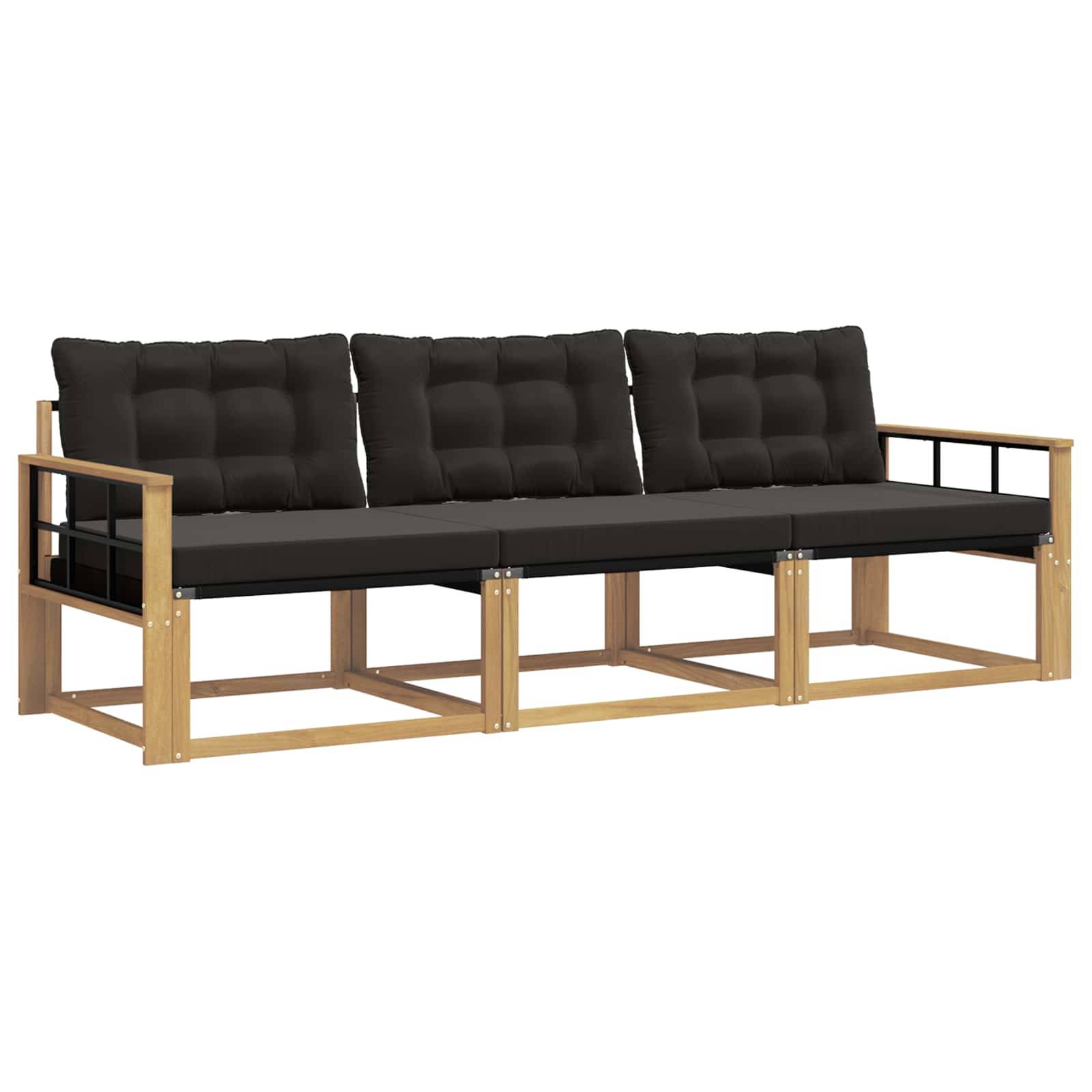 vidaXL Outdoor-Sofagarnitur mit Kissen 3 pcs Weiß und Schwarz