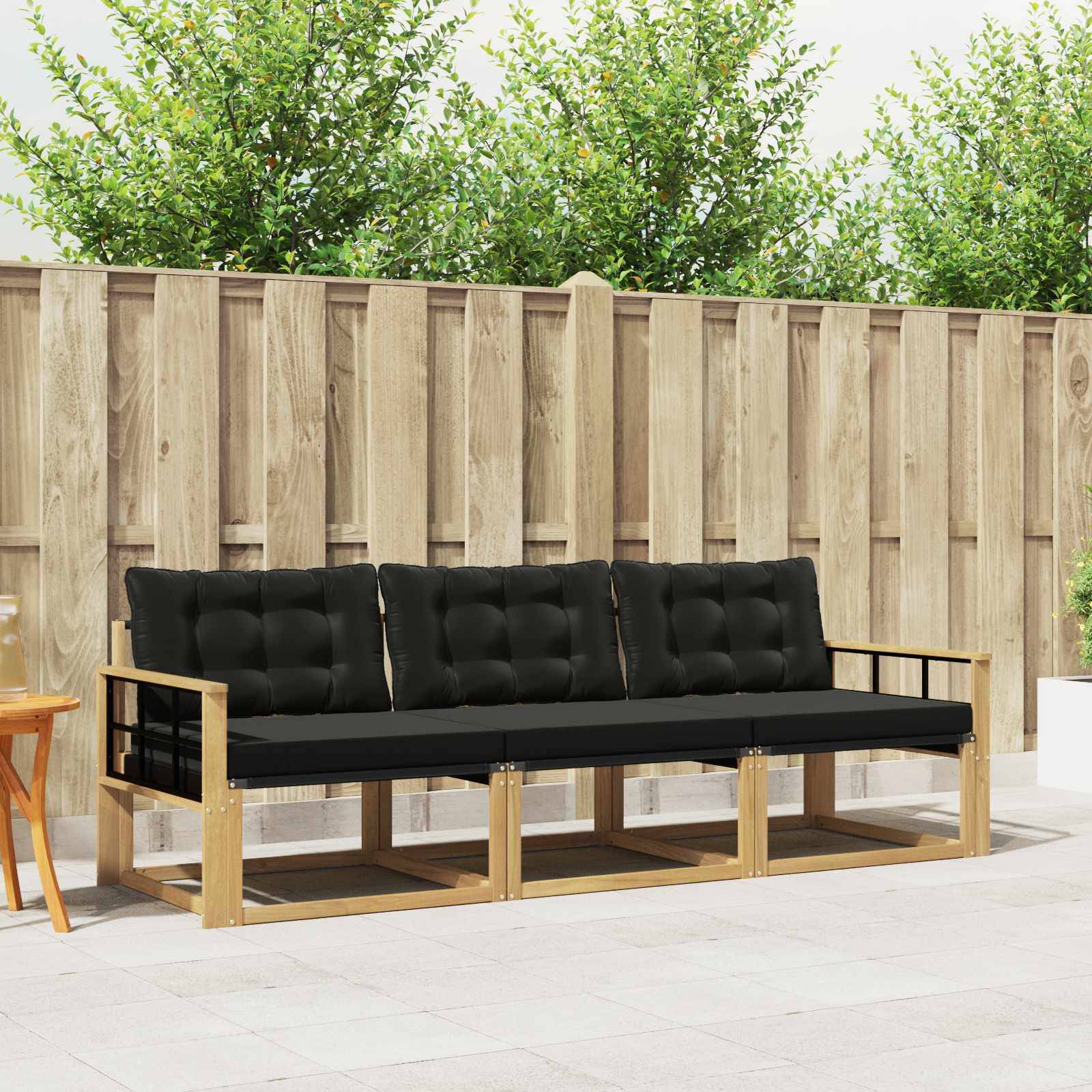 vidaXL Outdoor-Sofagarnitur mit Kissen 3 pcs Weiß und Schwarz