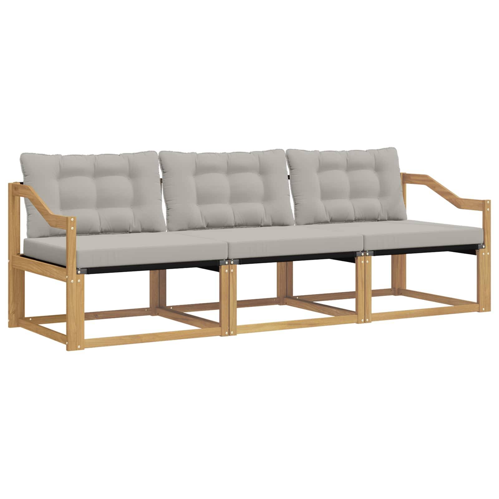 vidaXL Outdoor-Sofagarnitur mit Kissen 3 pcs Weiß und Hellgrau