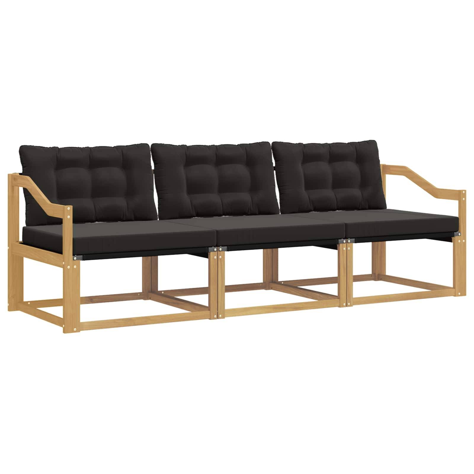 vidaXL Outdoor-Sofagarnitur mit Kissen 3 pcs Weiß und Schwarz