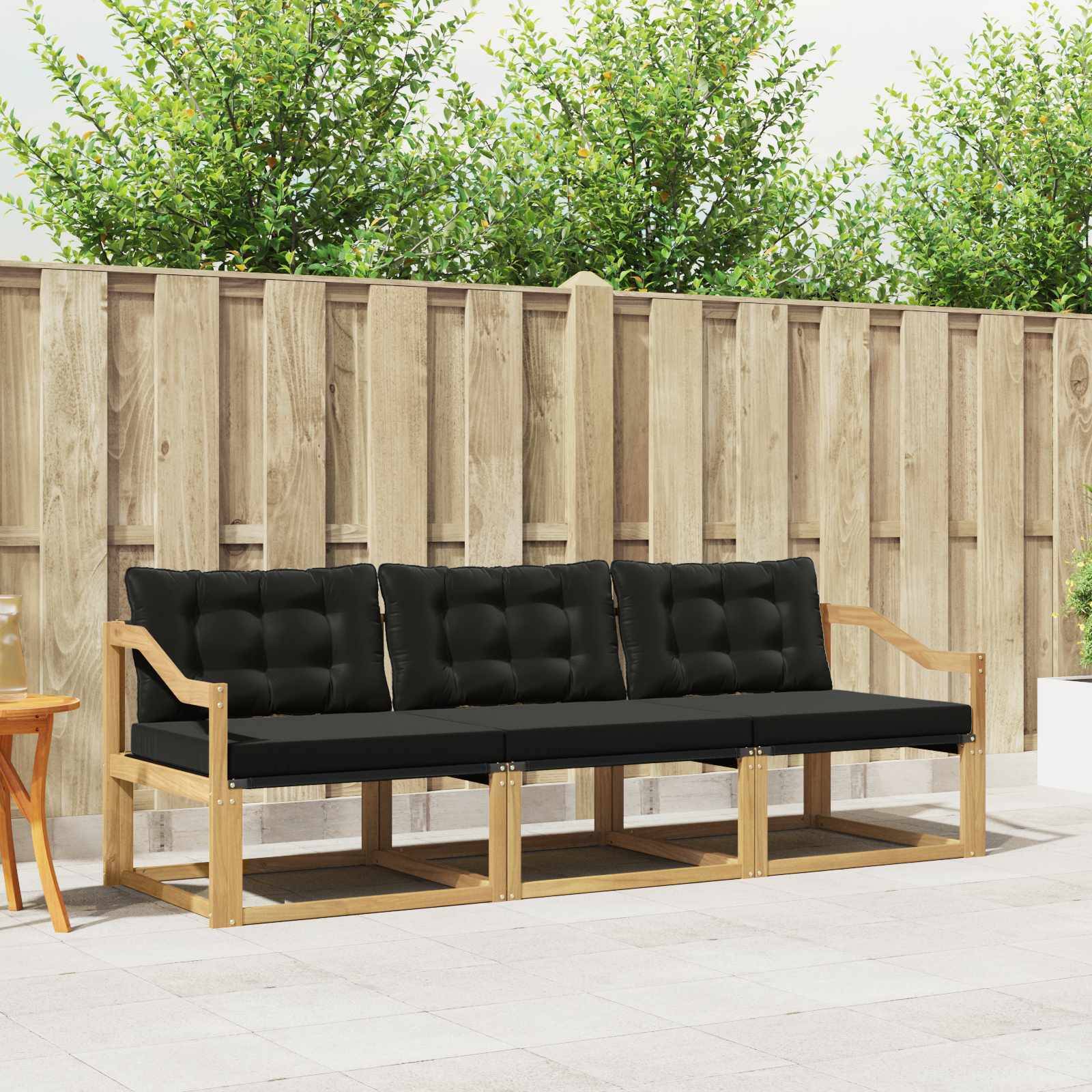 vidaXL Outdoor-Sofagarnitur mit Kissen 3 pcs Weiß und Schwarz