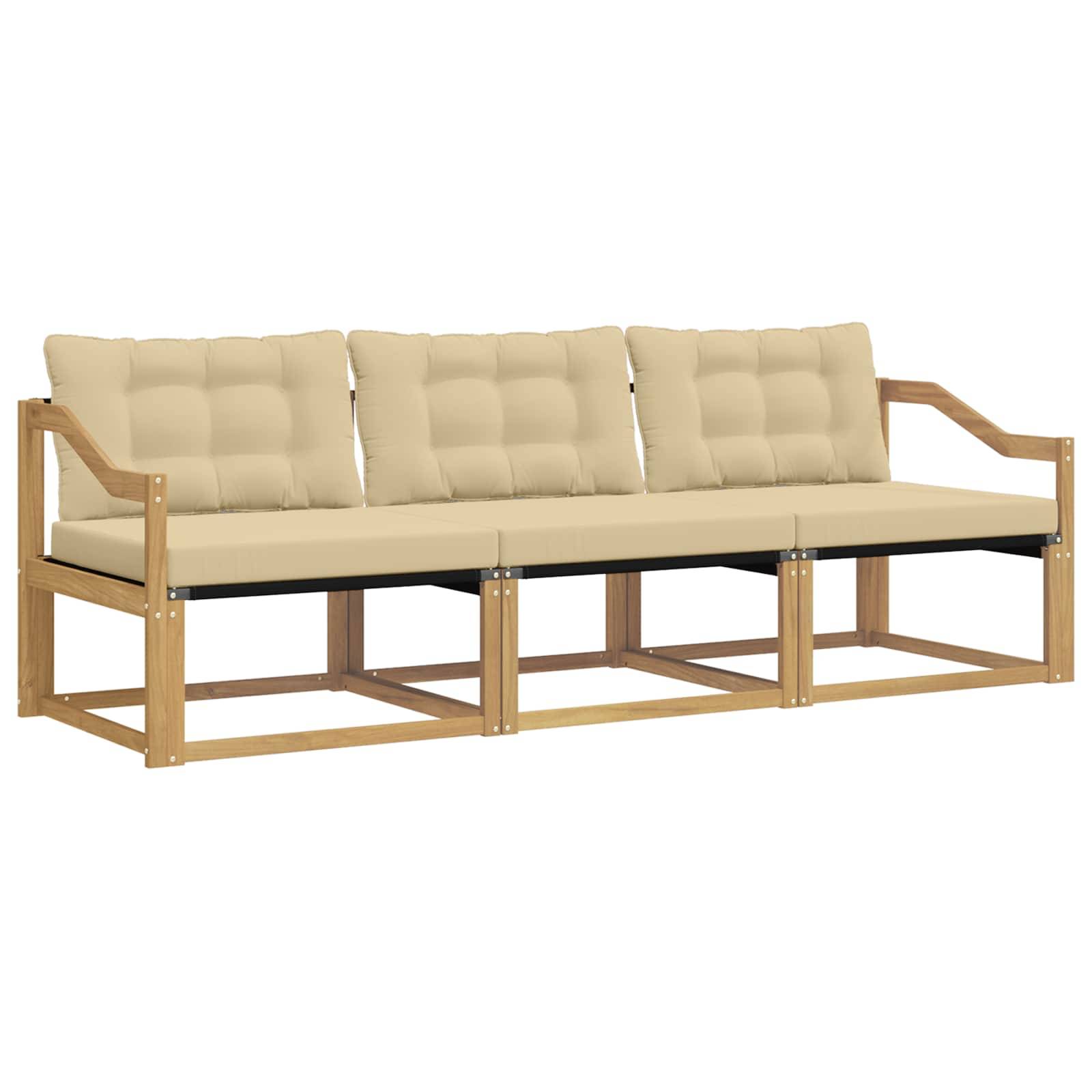 vidaXL Outdoor-Sofagarnitur mit Kissen 3 pcs Weiß und Beige