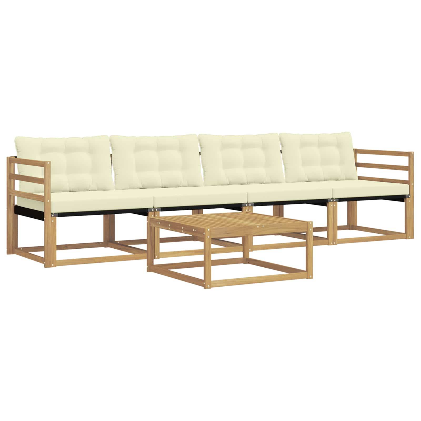 vidaXL Outdoor-Sofagarnitur 5 pcs Weiß und Creme 79 x 79 x 37 cm