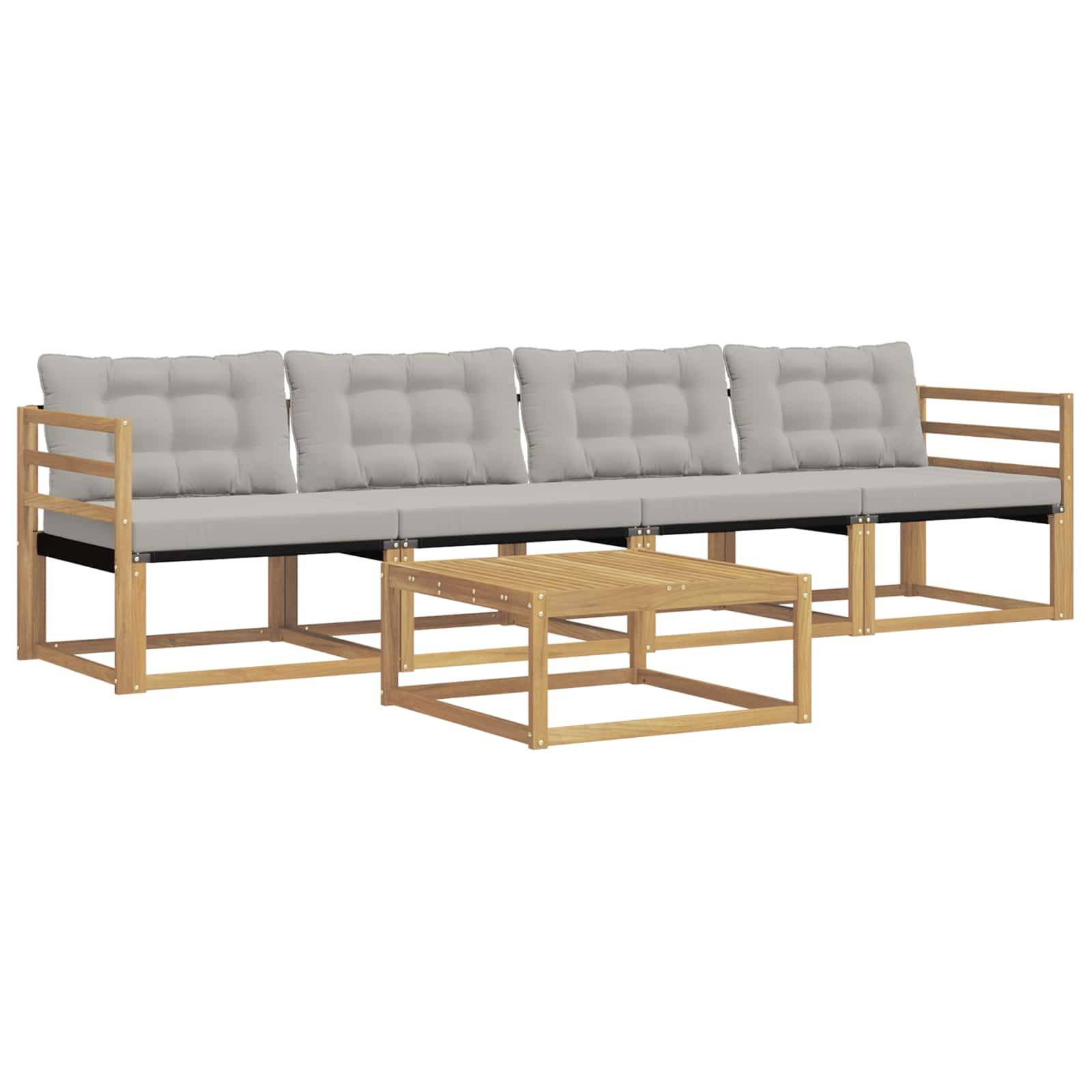vidaXL Outdoor-Sofagarnitur 5 pcs Weiß und Hellgrau 79 x 79 x 37 cm