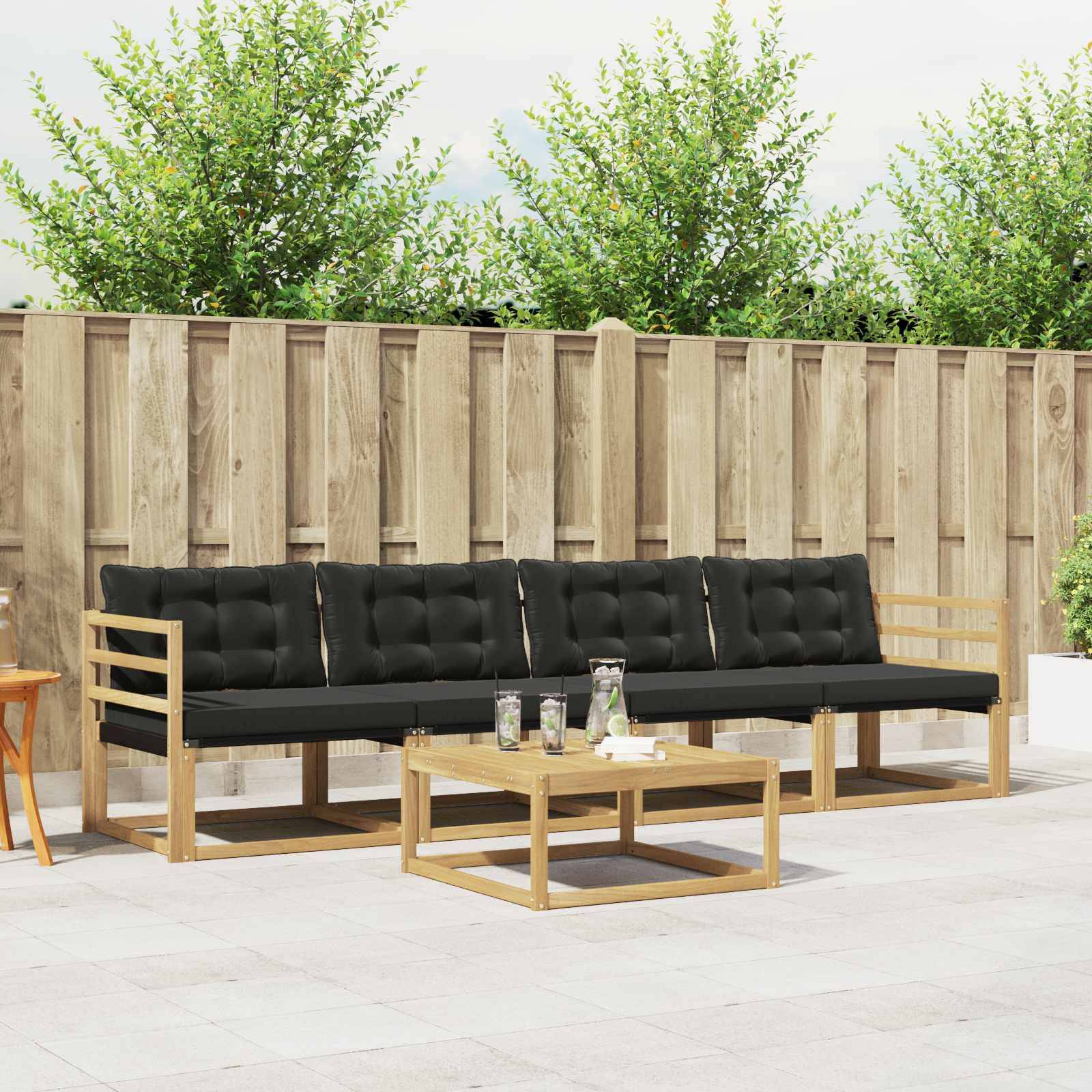 vidaXL Outdoor-Sofagarnitur 5 pcs Weiß und Schwarz 79 x 79 x 37 cm