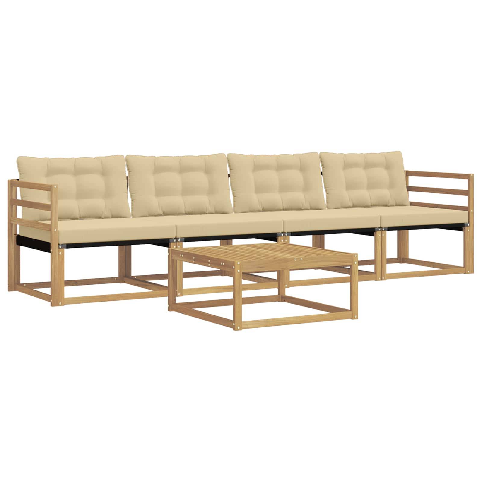 vidaXL Outdoor-Sofagarnitur 5 pcs Weiß und Beige 79 x 79 x 37 cm