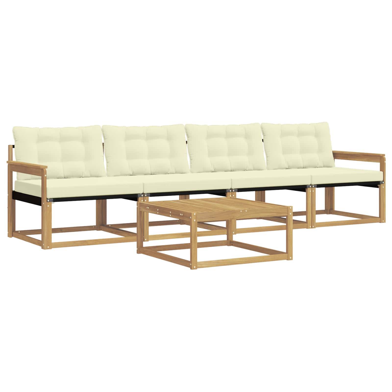 vidaXL Outdoor-Sofagarnitur 5 pcs Weiß und Creme 79 x 79 x 37 cm