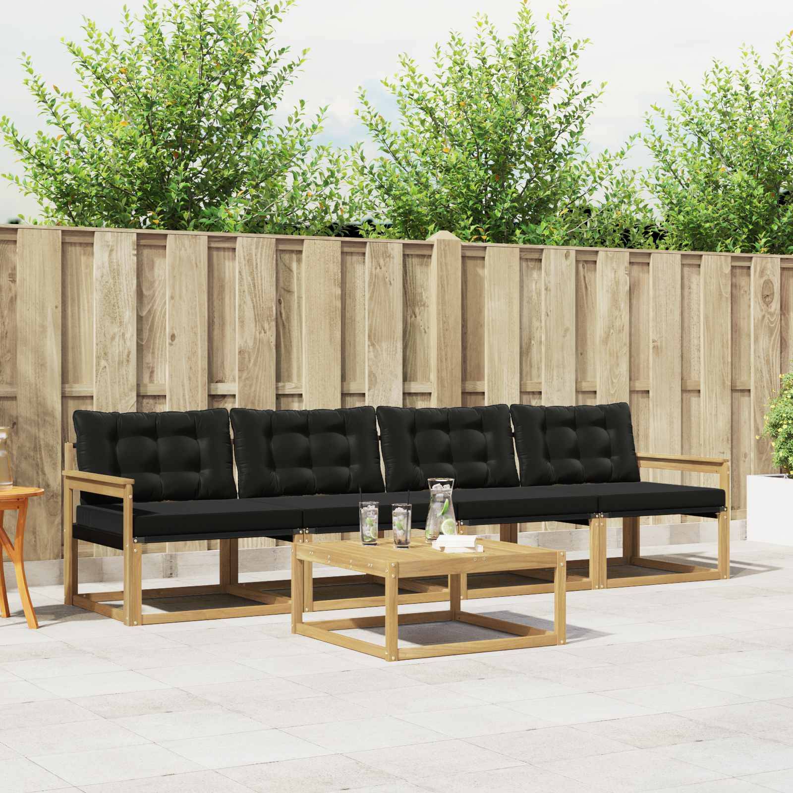 vidaXL Outdoor-Sofagarnitur 5 pcs Weiß und Schwarz 79 x 79 x 37 cm