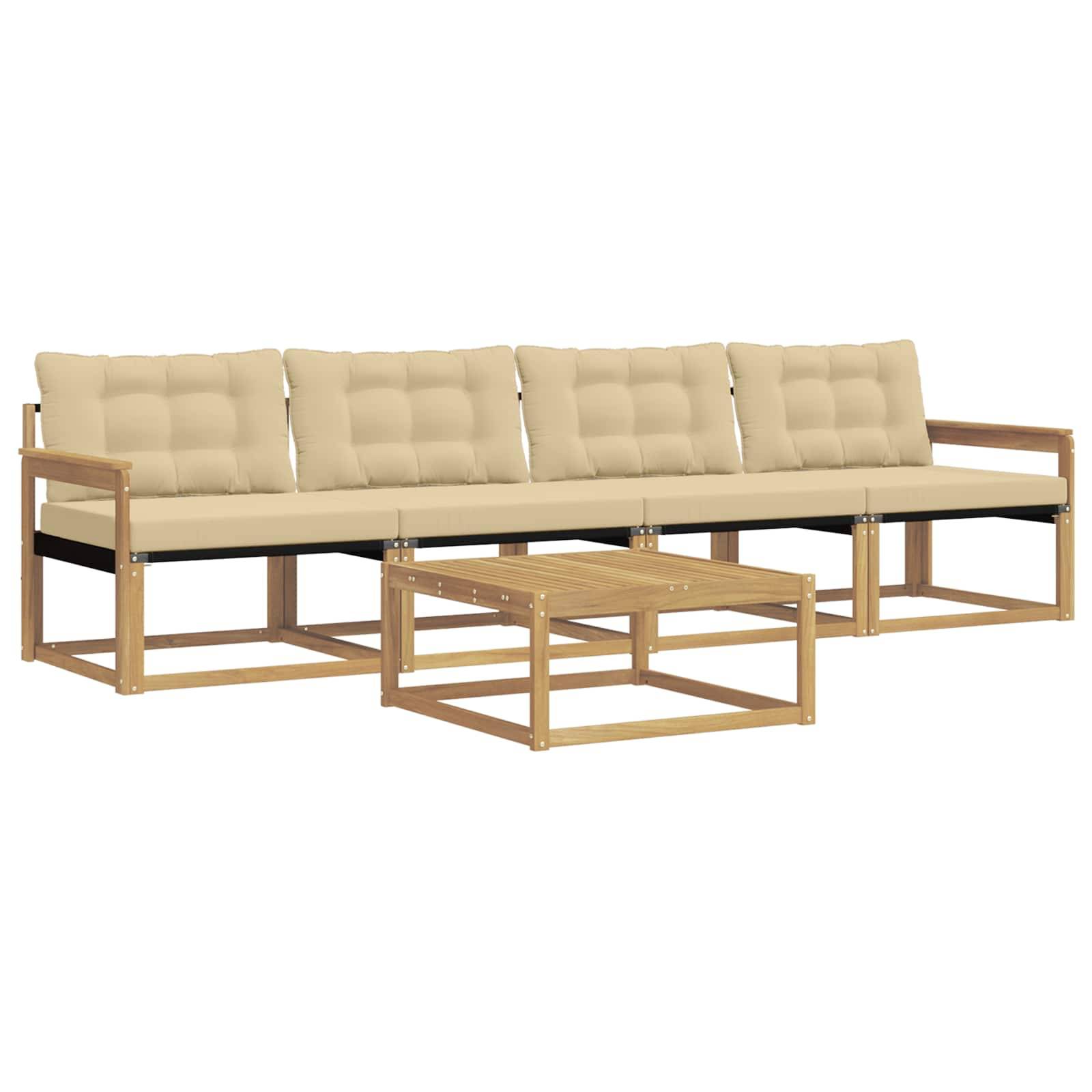 vidaXL Outdoor-Sofagarnitur 5 pcs Weiß und Beige 79 x 79 x 37 cm