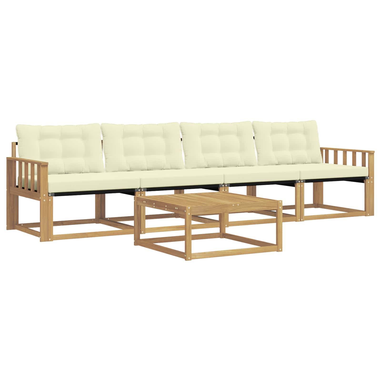 vidaXL Outdoor-Sofagarnitur 5 pcs Weiß und Creme 79 x 79 x 37 cm
