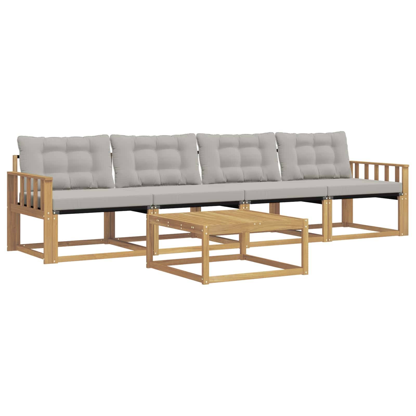 vidaXL Outdoor-Sofagarnitur 5 pcs Weiß und Hellgrau 79 x 79 x 37 cm
