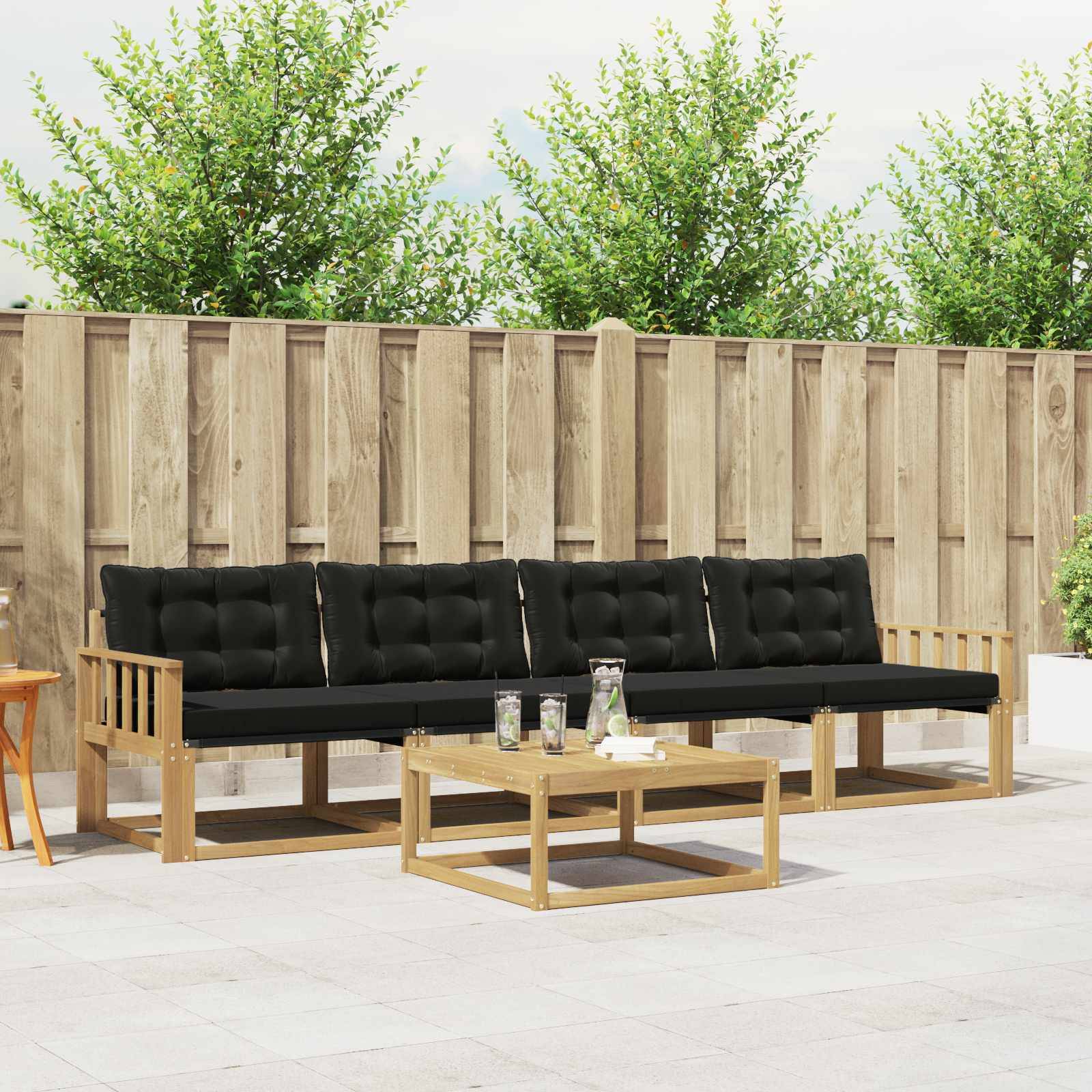 vidaXL Outdoor-Sofagarnitur 5 pcs Weiß und Schwarz 79 x 79 x 37 cm