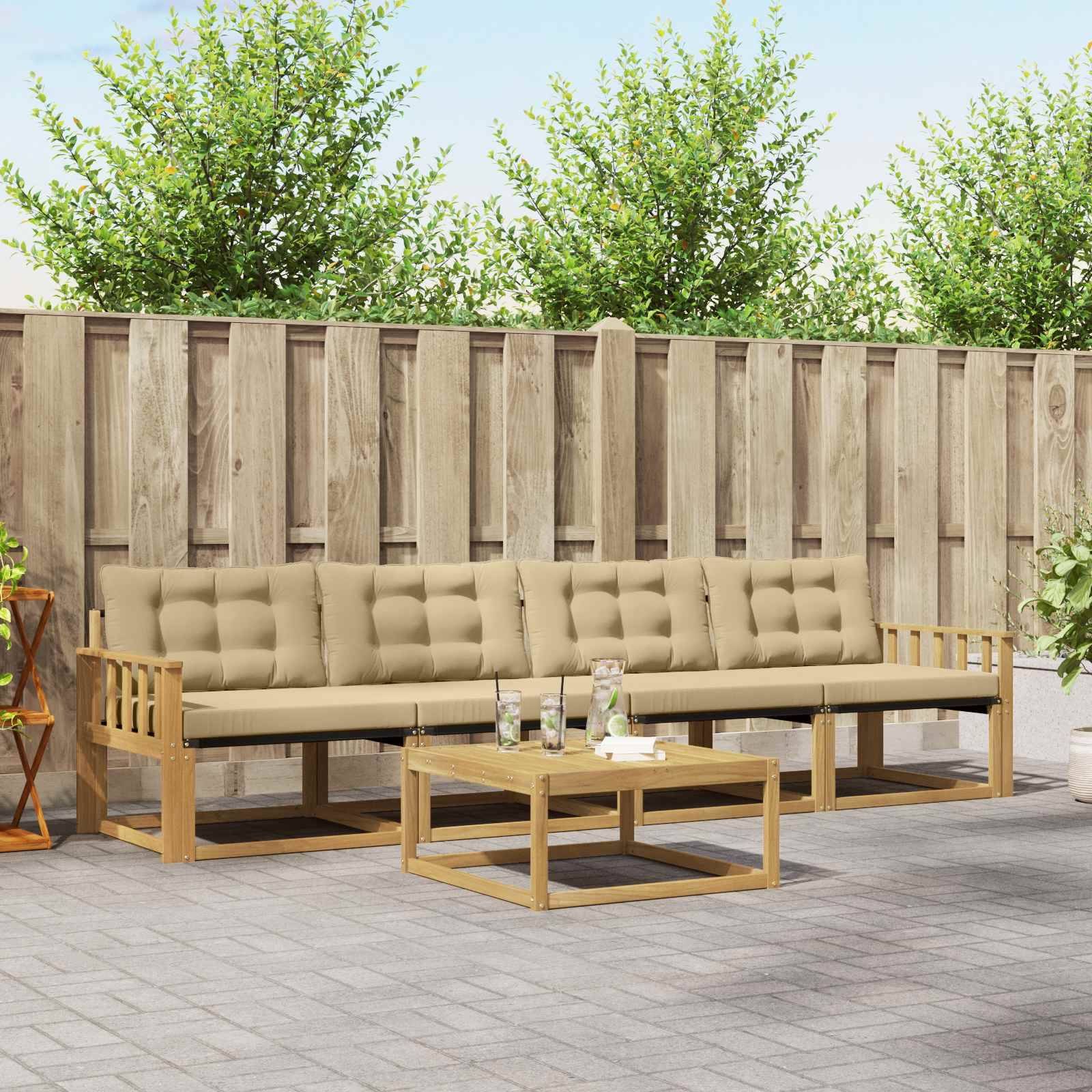 vidaXL Outdoor-Sofagarnitur 5 pcs Weiß und Beige 79 x 79 x 37 cm