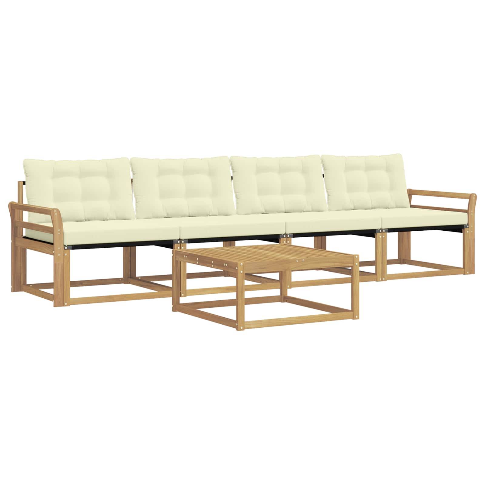 vidaXL Outdoor-Sofagarnitur 5 pcs Weiß und Creme 79 x 79 x 37 cm