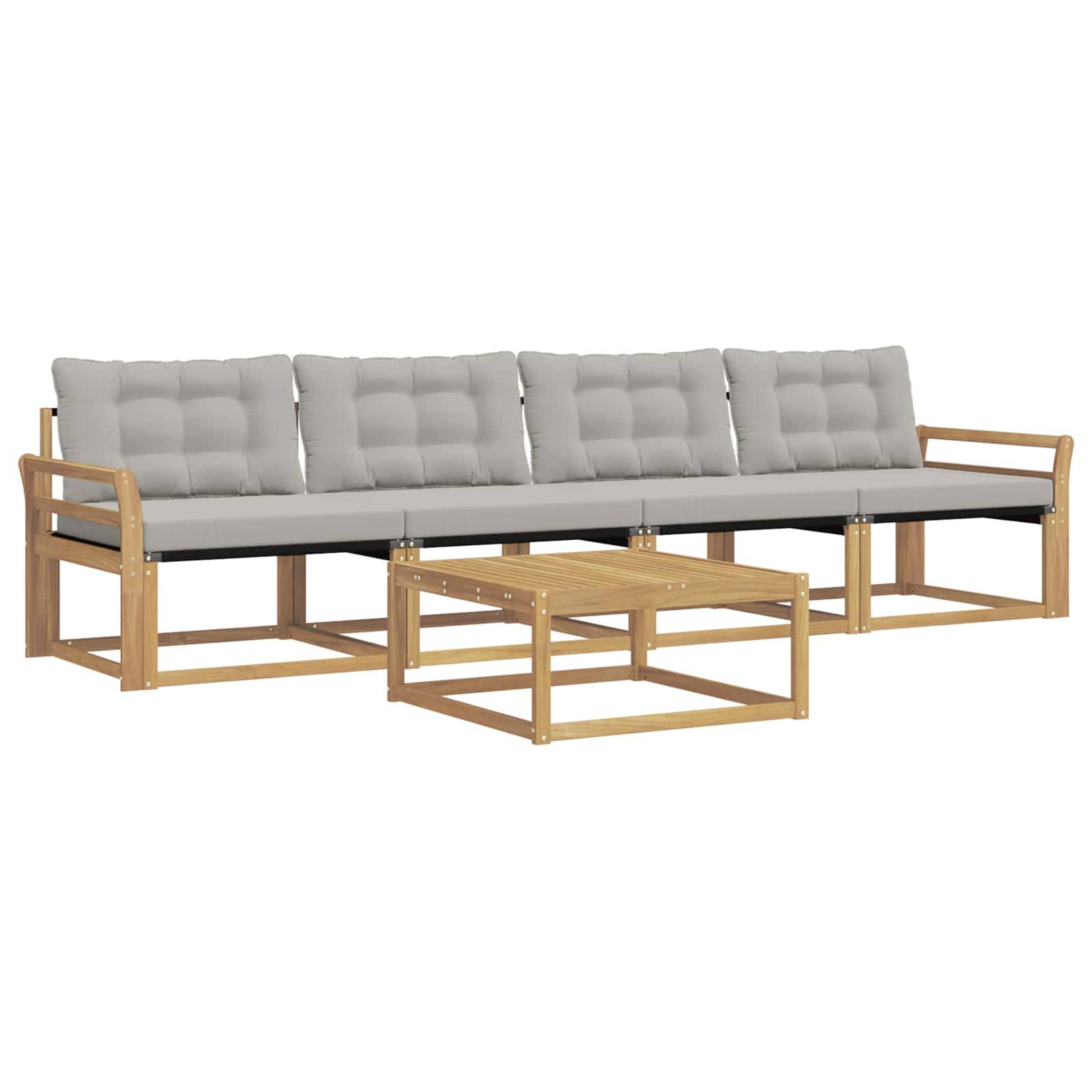 vidaXL Outdoor-Sofagarnitur 5 pcs Weiß und Hellgrau 79 x 79 x 37 cm