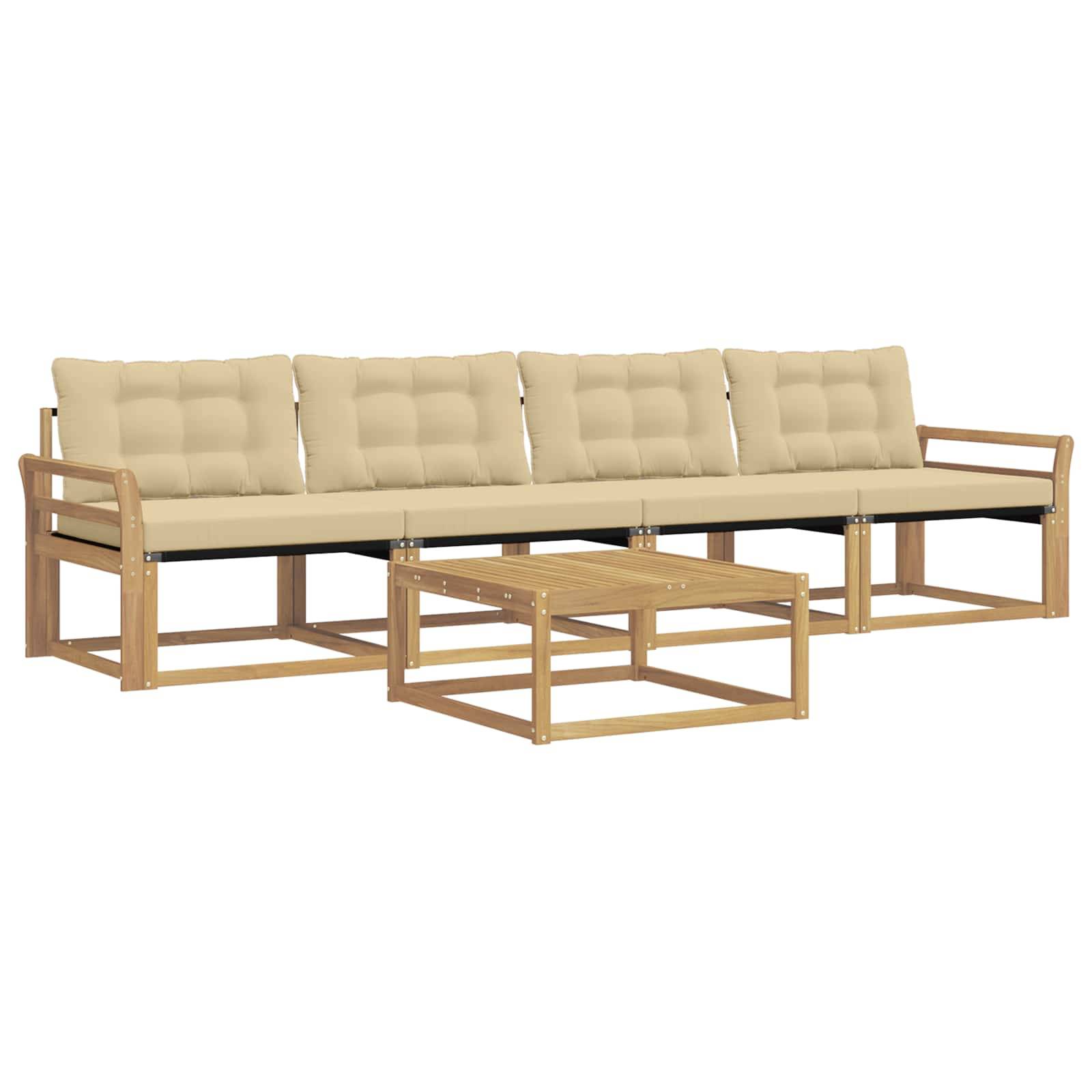 vidaXL Outdoor-Sofagarnitur 5 pcs Weiß und Beige 79 x 79 x 37 cm