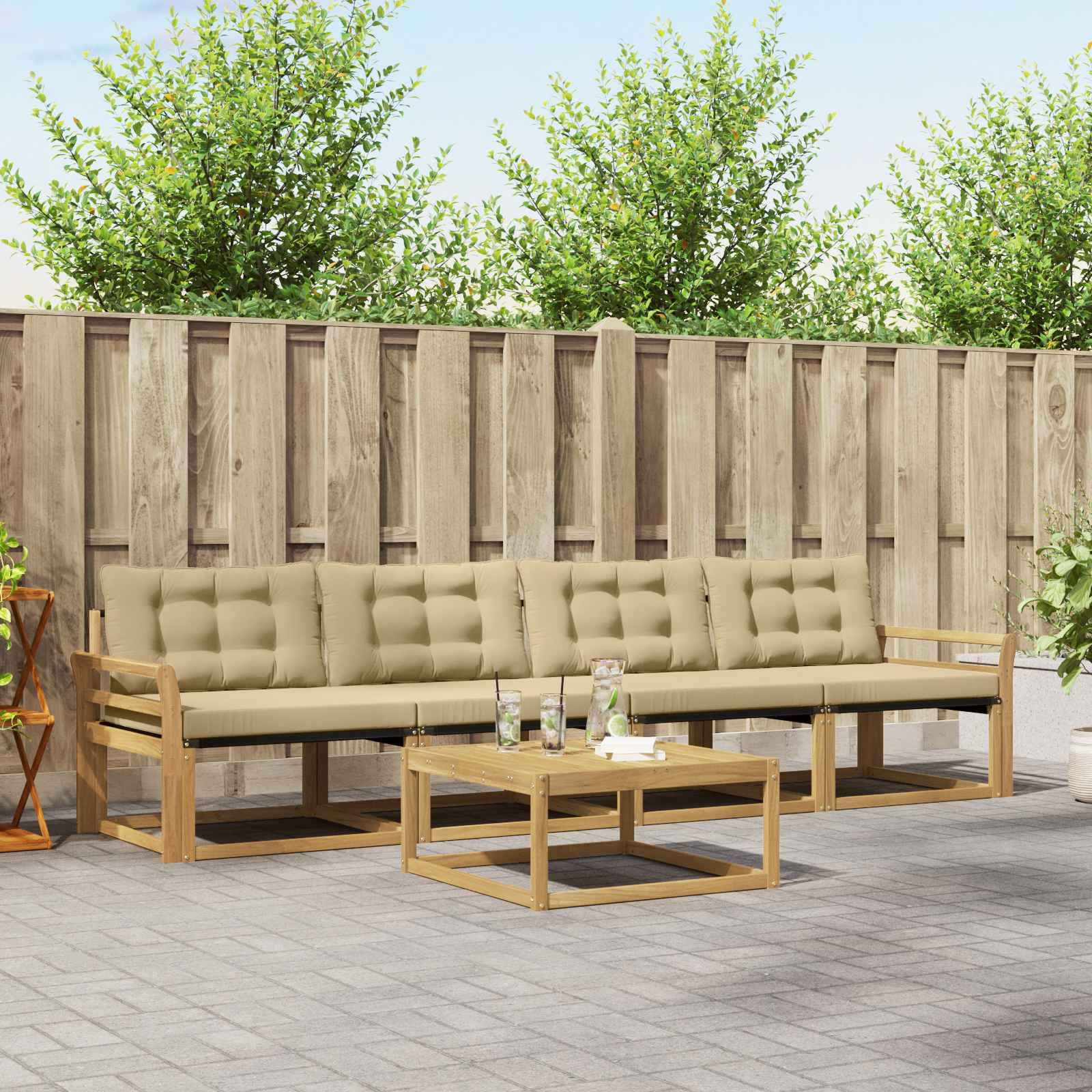 vidaXL Outdoor-Sofagarnitur 5 pcs Weiß und Beige 79 x 79 x 37 cm