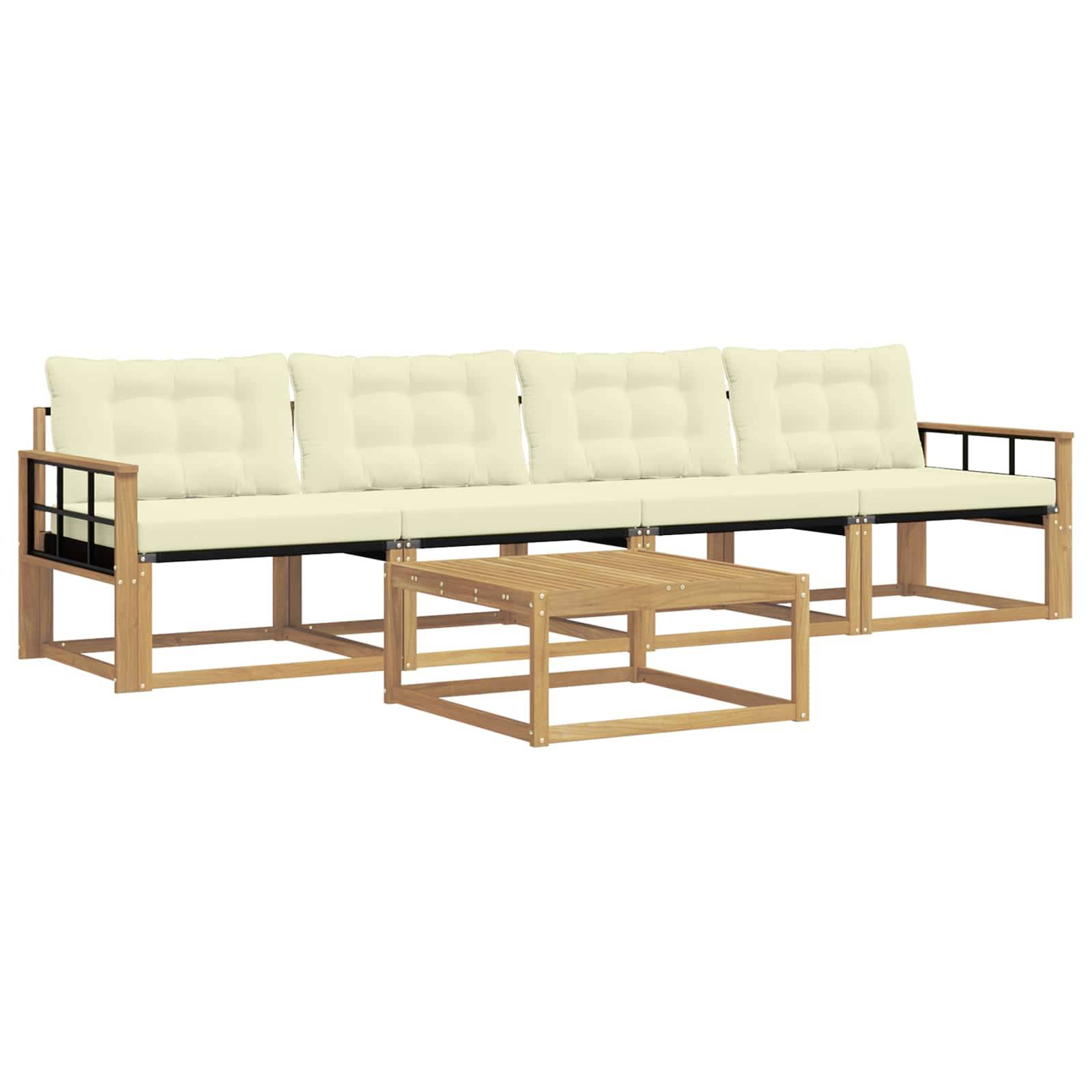 vidaXL Outdoor-Sofagarnitur 5 pcs Weiß und Creme 79 x 79 x 37 cm