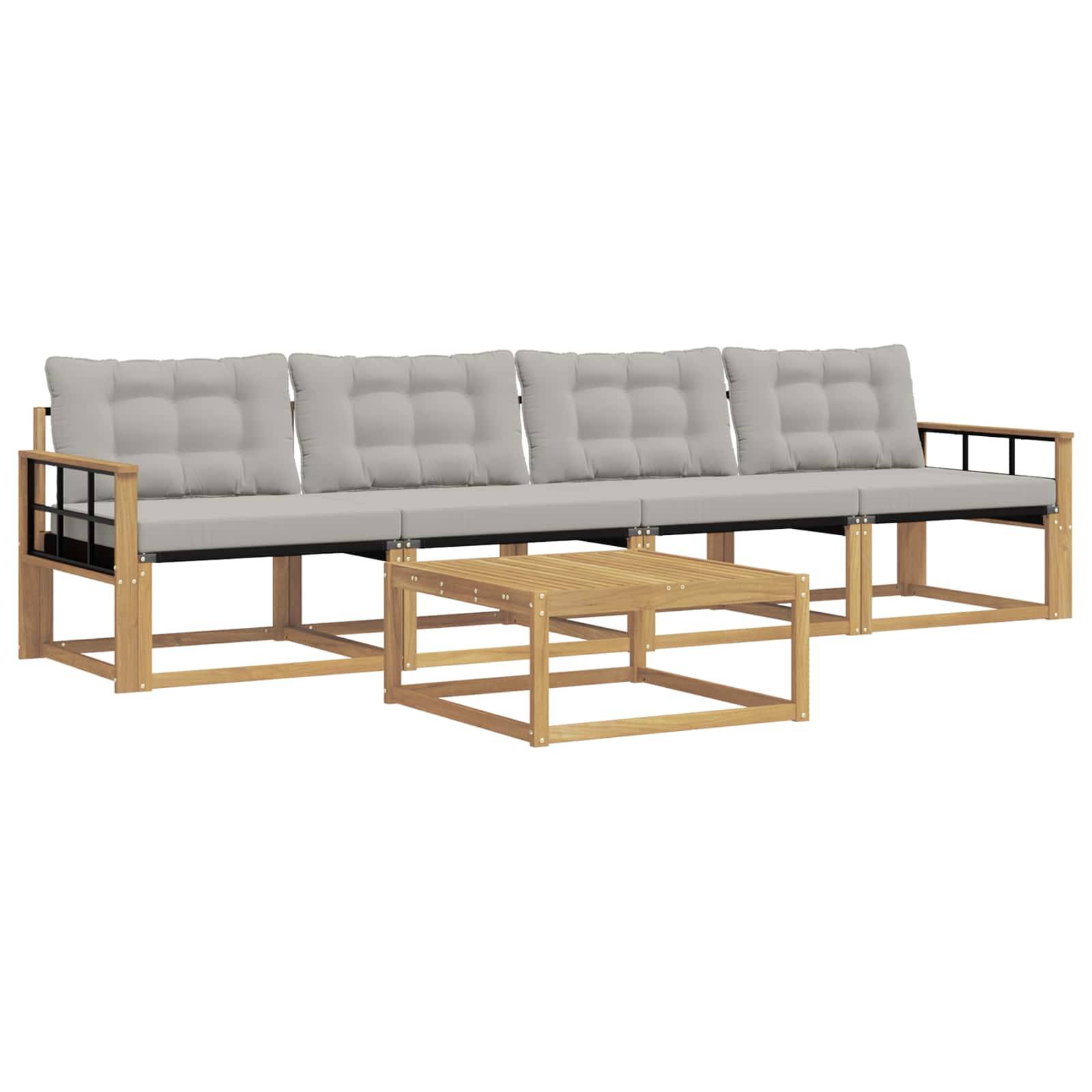 vidaXL Outdoor-Sofagarnitur 5 pcs Weiß und Hellgrau 79 x 79 x 37 cm