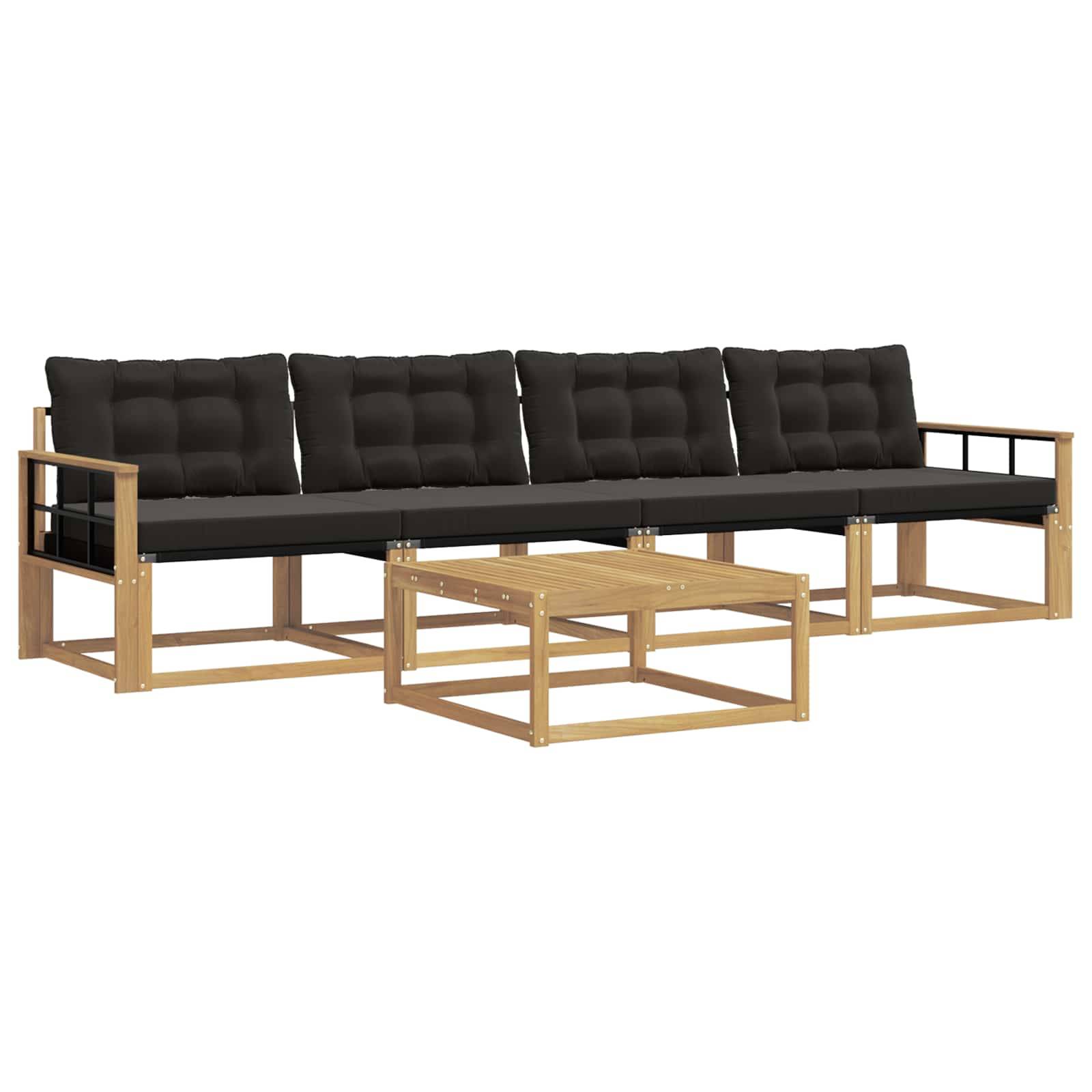 vidaXL Outdoor-Sofagarnitur 5 pcs Weiß und Schwarz 79 x 79 x 37 cm
