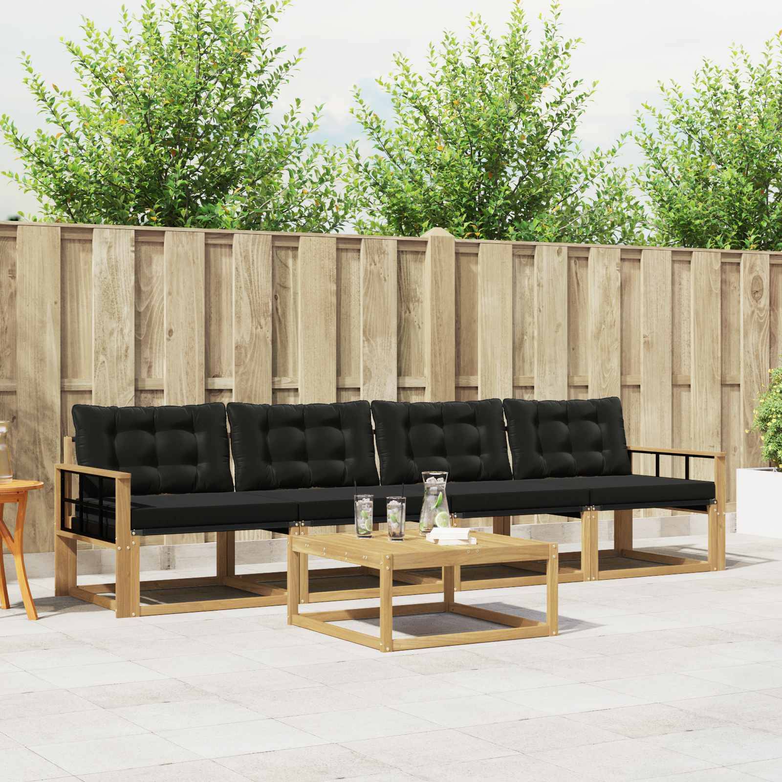 vidaXL Outdoor-Sofagarnitur 5 pcs Weiß und Schwarz 79 x 79 x 37 cm