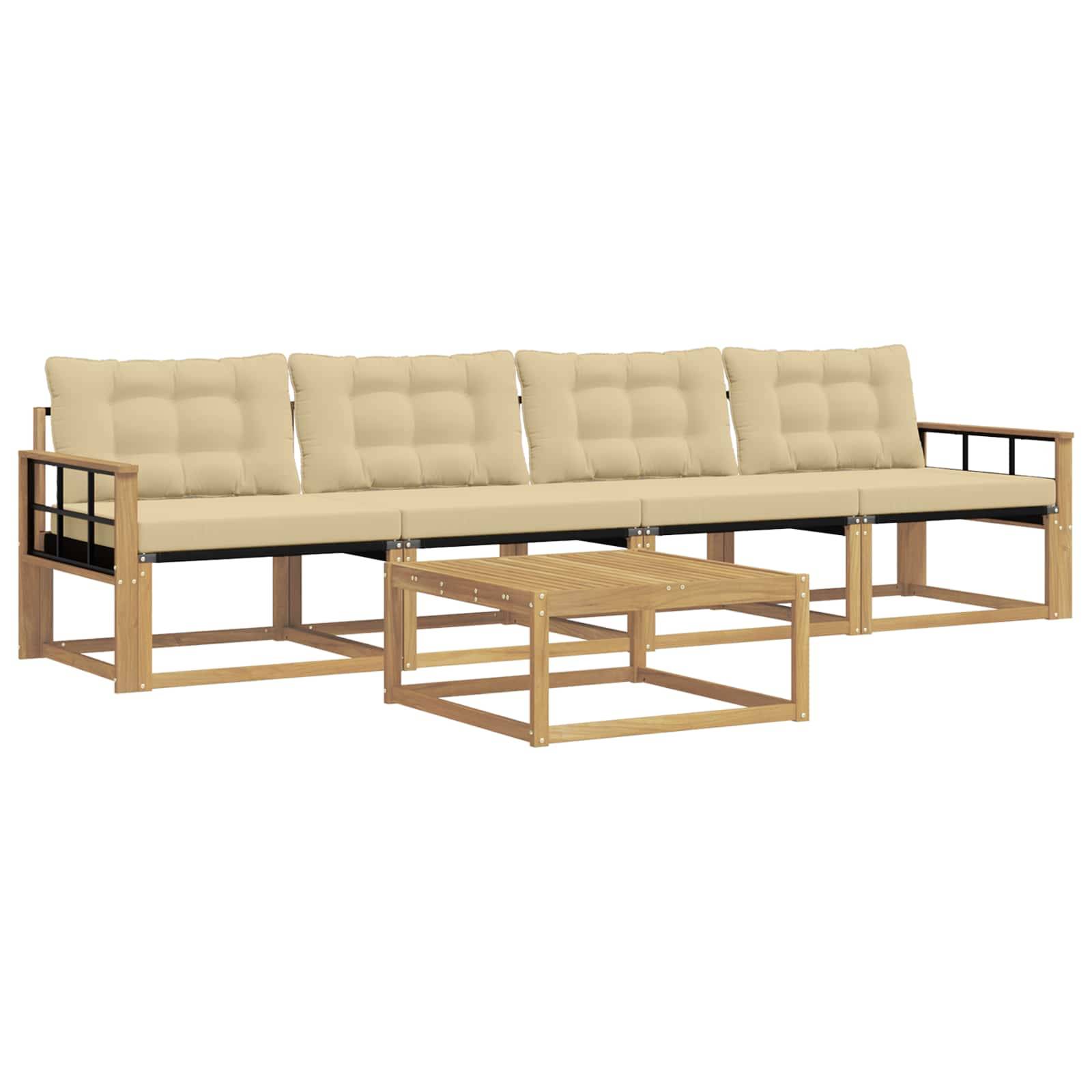 vidaXL Outdoor-Sofagarnitur 5 pcs Weiß und Beige 79 x 79 x 37 cm