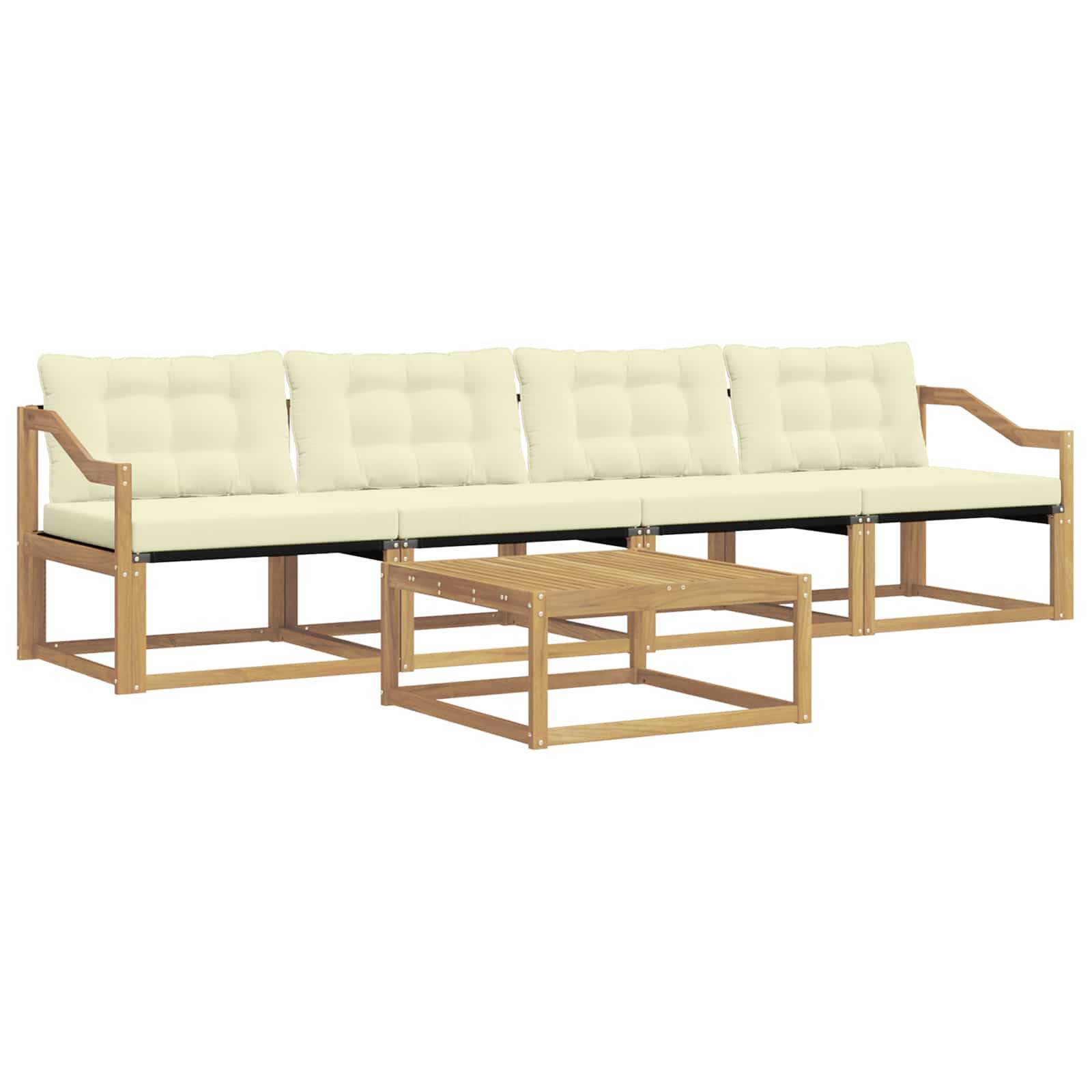 vidaXL Outdoor-Sofagarnitur 5 pcs Weiß und Creme 79 x 79 x 37 cm