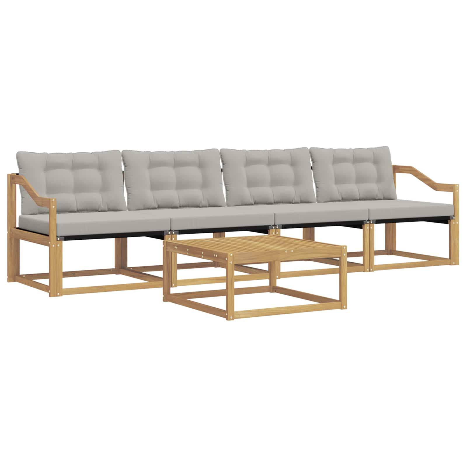 vidaXL Outdoor-Sofagarnitur 5 pcs Weiß und Hellgrau 79 x 79 x 37 cm