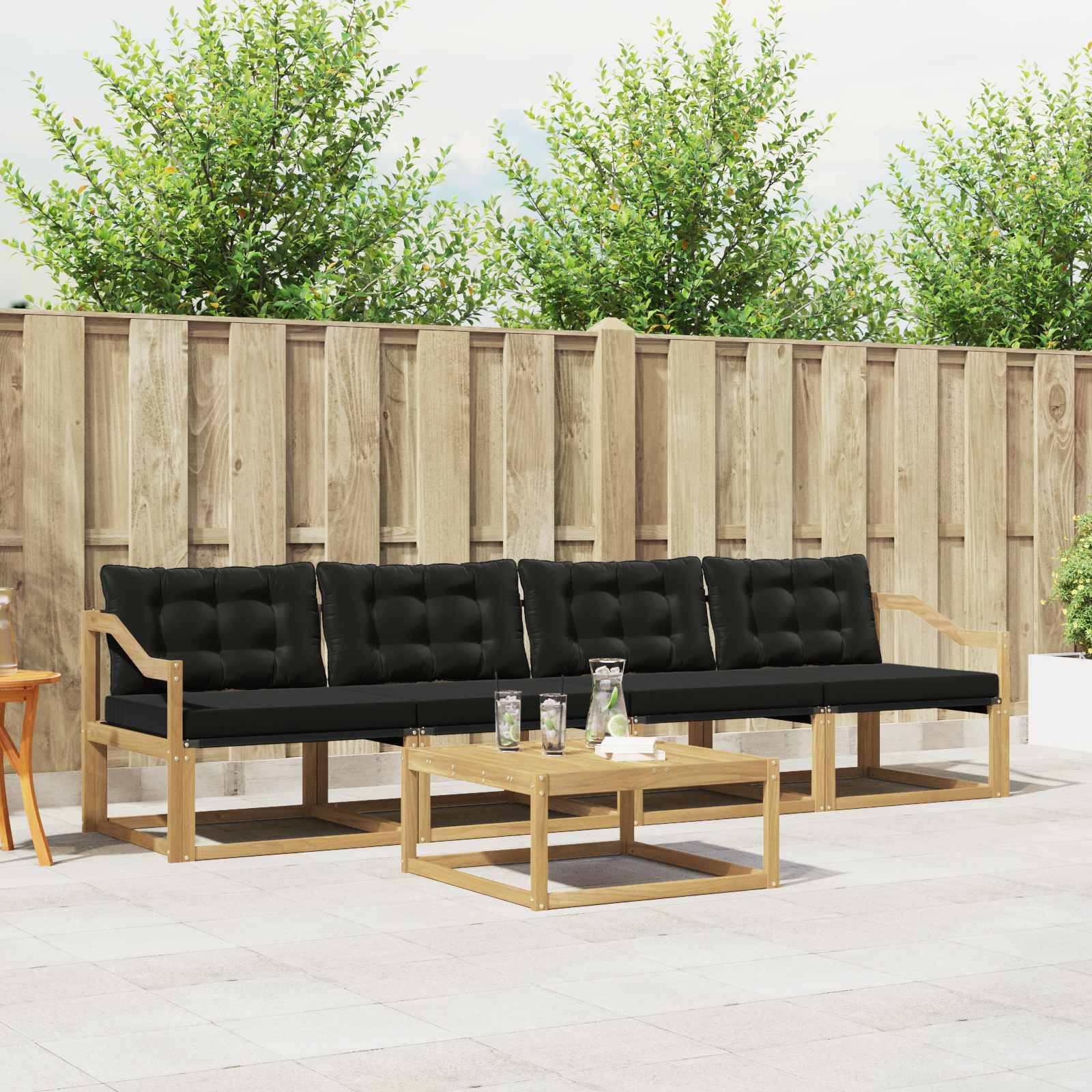 vidaXL Outdoor-Sofagarnitur 5 pcs Weiß und Schwarz 79 x 79 x 37 cm