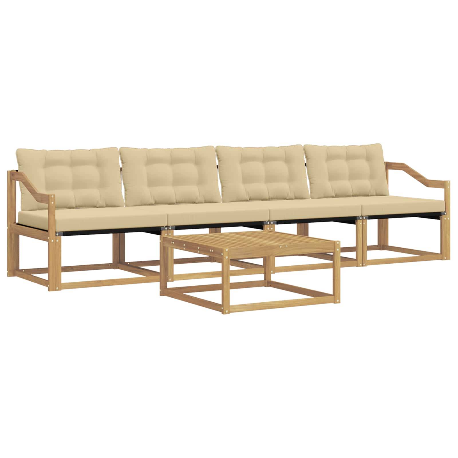 vidaXL Outdoor-Sofagarnitur 5 pcs Weiß und Beige 79 x 79 x 37 cm