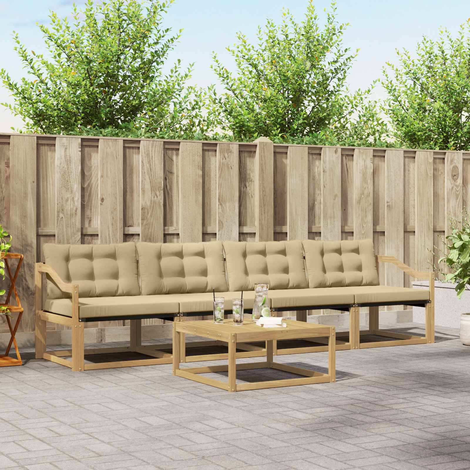 vidaXL Outdoor-Sofagarnitur 5 pcs Weiß und Beige 79 x 79 x 37 cm
