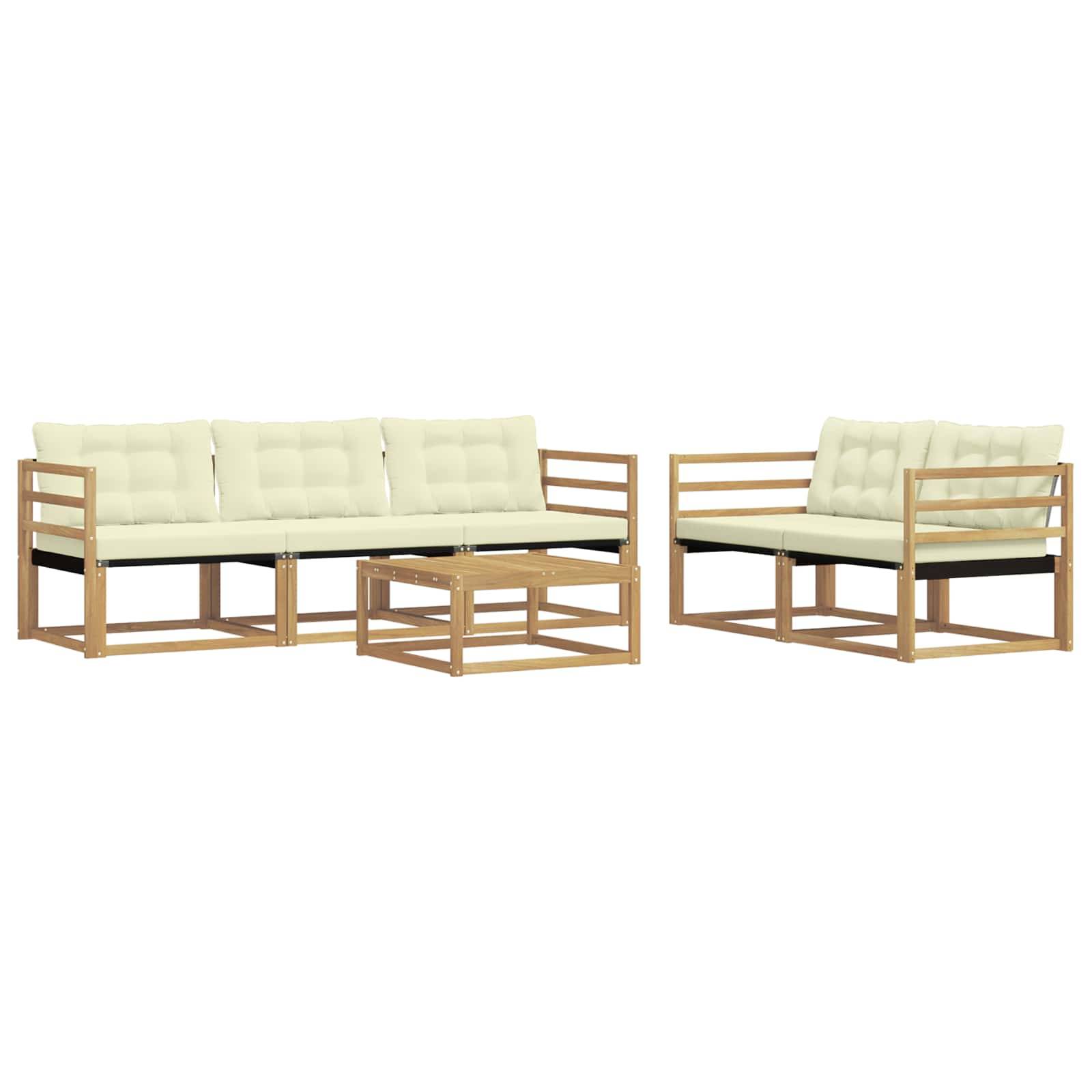 vidaXL Outdoor-Sofagarnitur 6 pcs Weiß und Creme 79 x 79 x 37 cm