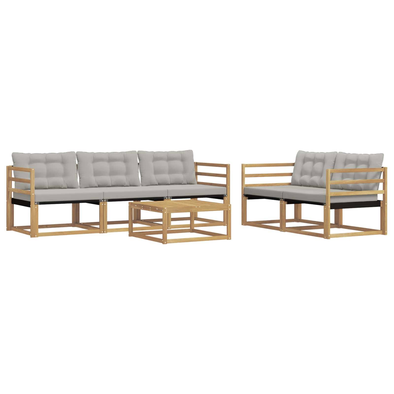 vidaXL Outdoor-Sofagarnitur 6 pcs Weiß und Hellgrau 79 x 79 x 37 cm